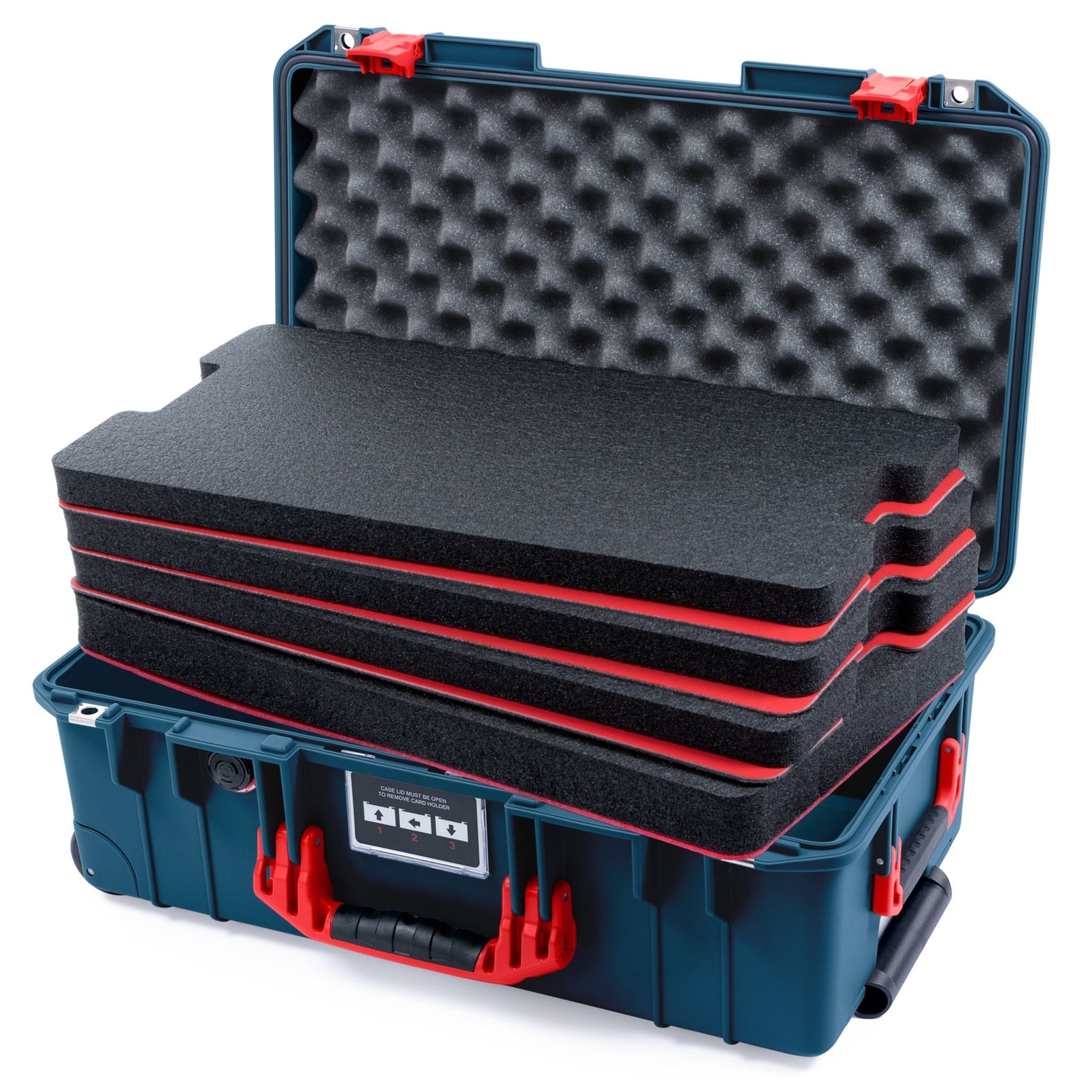 Pelican 1535 Air Carry - on Case - Deep Pacific & Red - DIY Tool Foam Kit / Convoluted Lid Foam