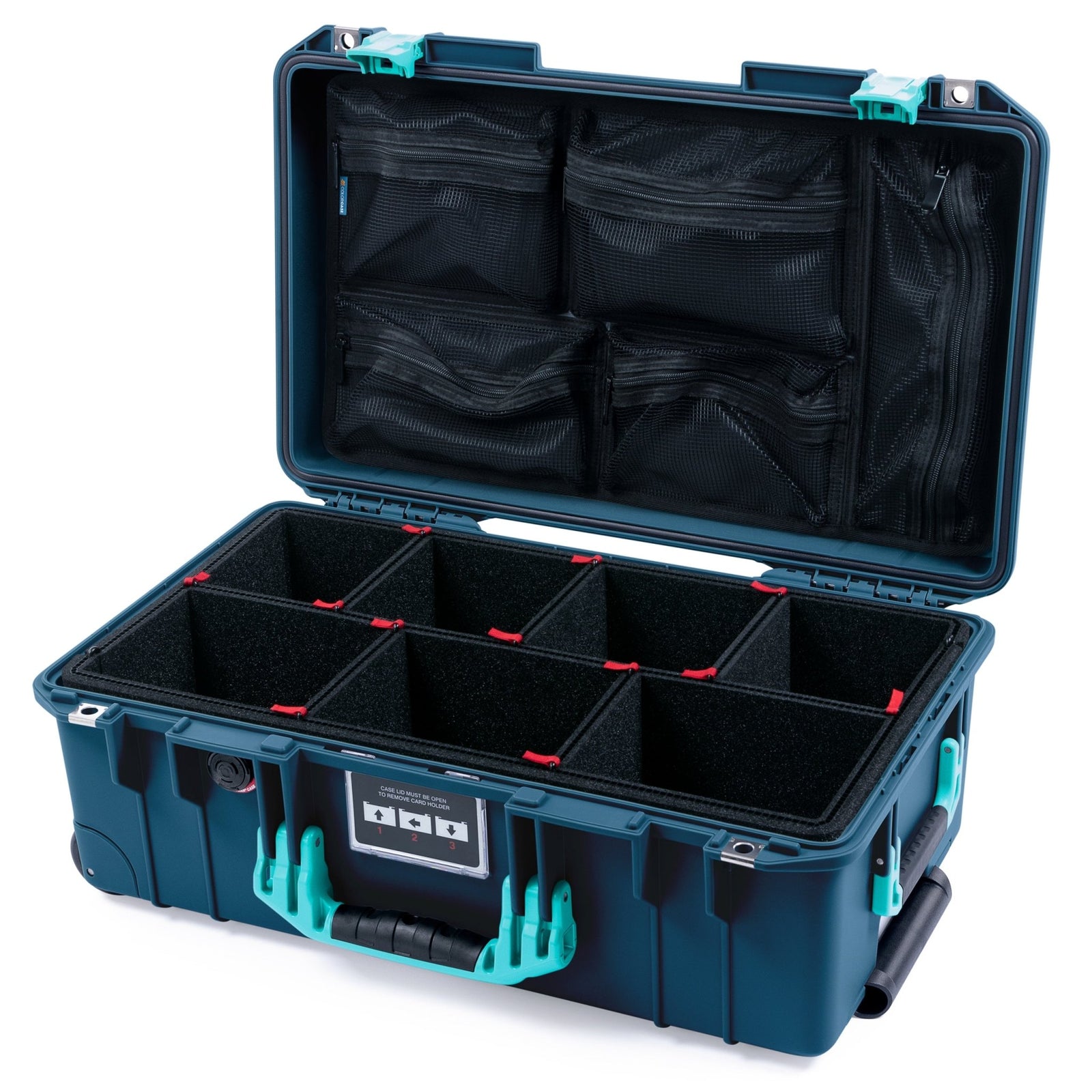 Pelican 1535 Air Carry-on Case - Deep Pacific & Teal - TrekPak Divider System / Mesh Lid Organizer
