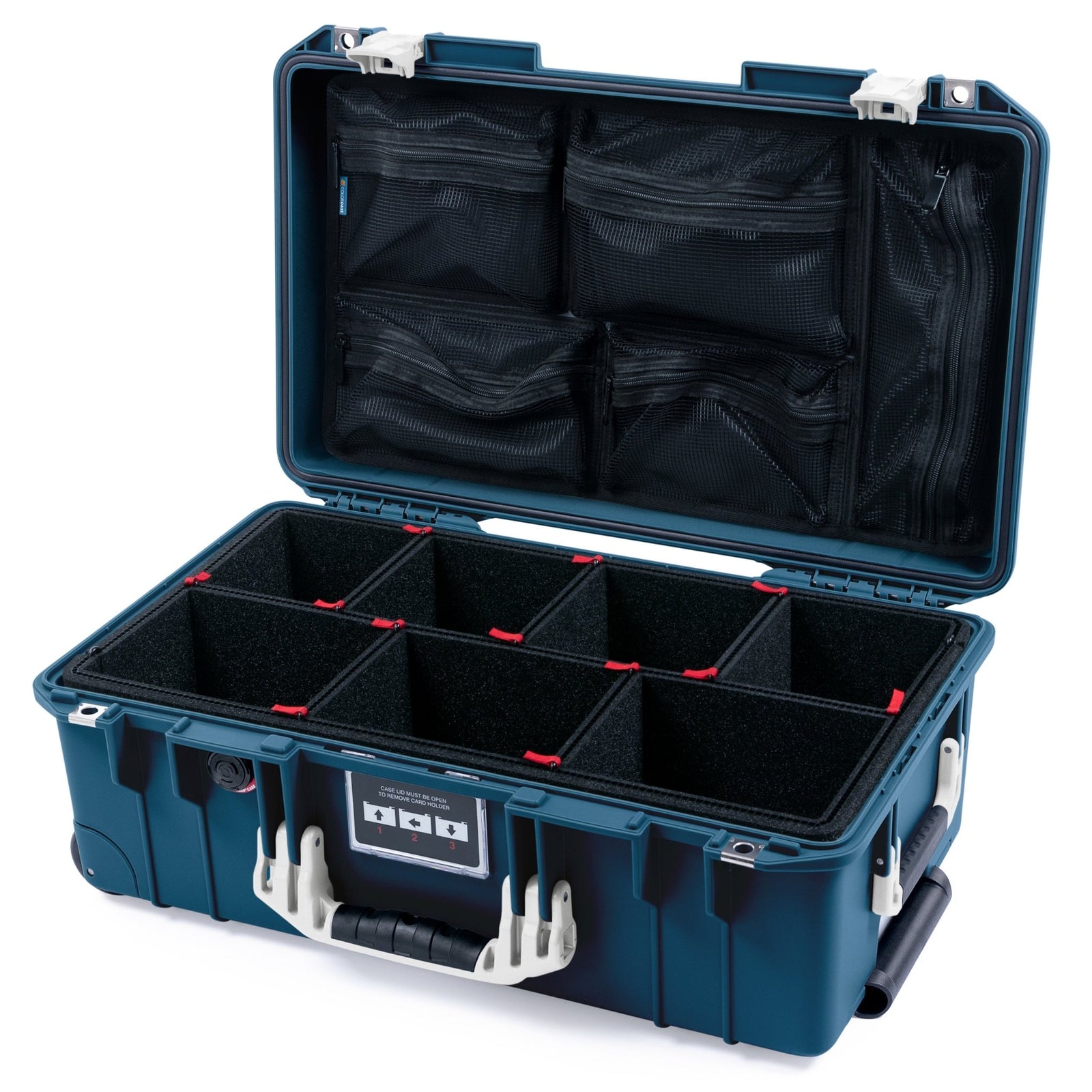 Pelican 1535 Air Carry - on Case - Deep Pacific & Whiteout - TrekPak Divider System / Mesh Lid Organizer