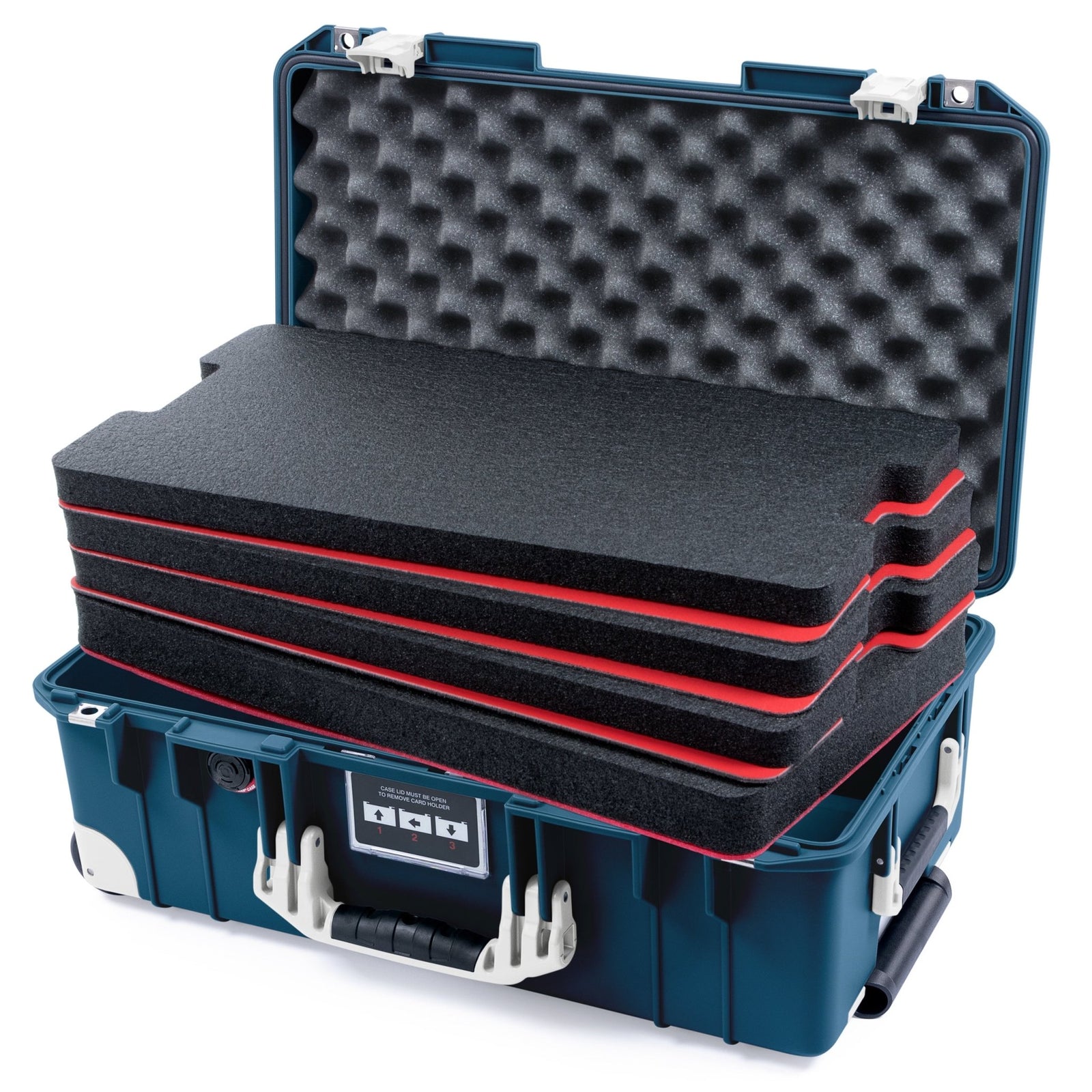 Pelican 1535 Air Carry - on Case - Deep Pacific & Whiteout Trolley - DIY Tool Foam Kit / Convoluted Lid Foam