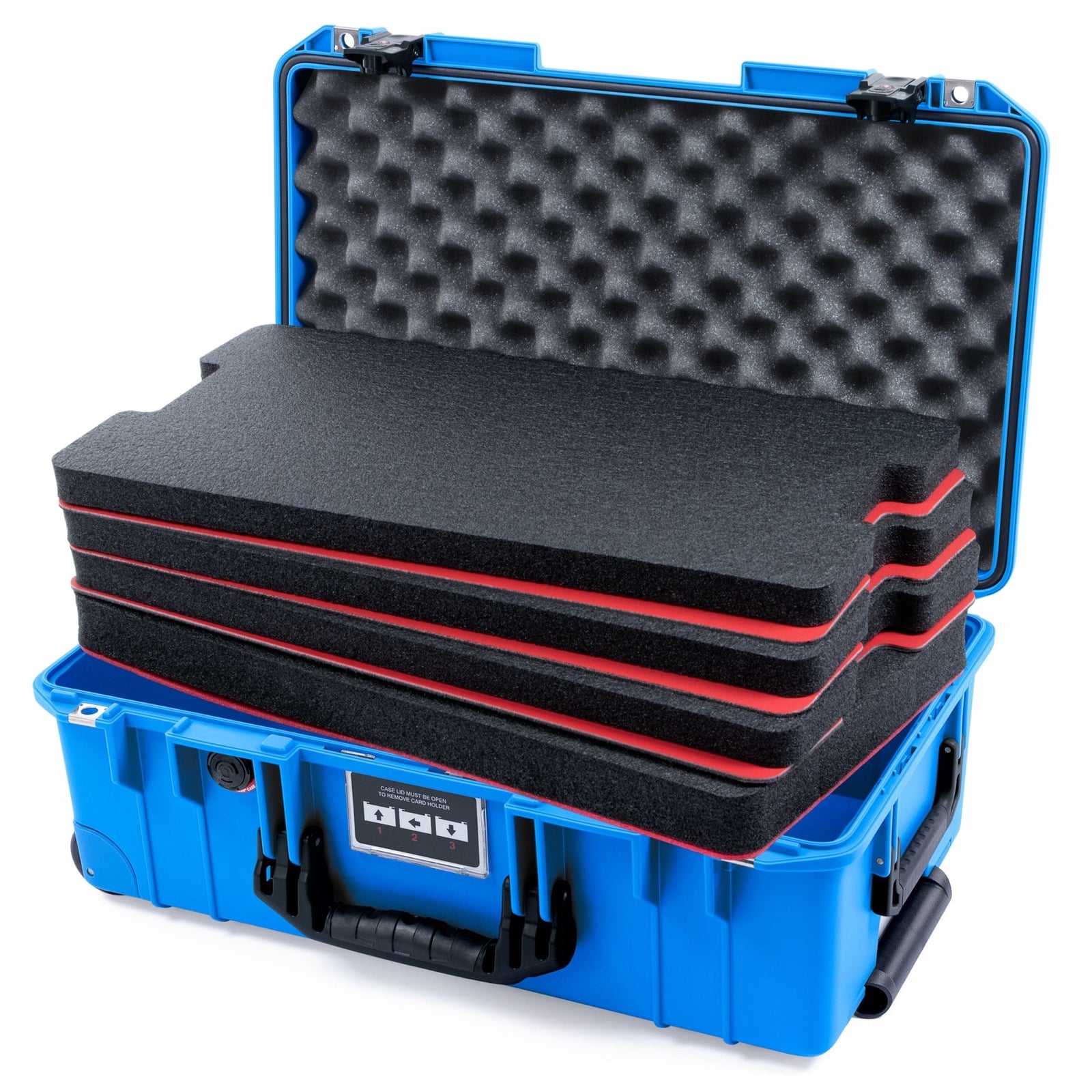Pelican 1535 Air Carry-on Case - Electric Blue & Black TSA Latches - DIY Tool Foam Kit / Convoluted Lid Foam