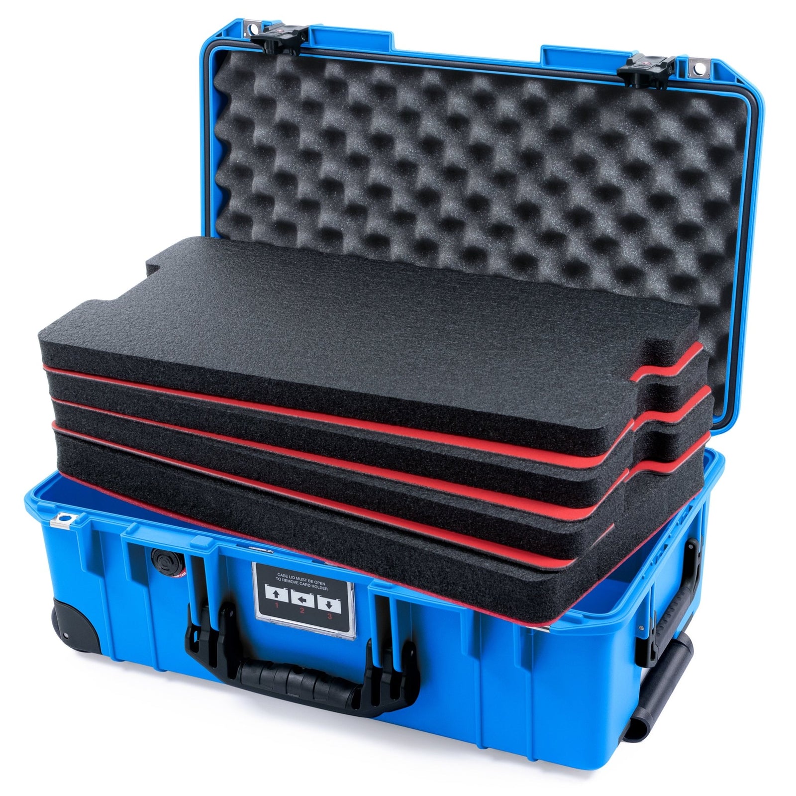 Pelican 1535 Air Carry - on Case - Electric Blue & Black TSA Latches + Trolley - DIY Tool Foam Kit / Convoluted Lid Foam