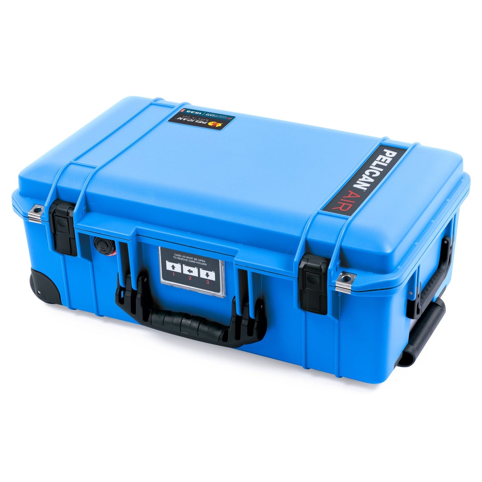 Pelican 1535 Air Carry-on Case - Electric Blue & Black Trolley - Closed Flat