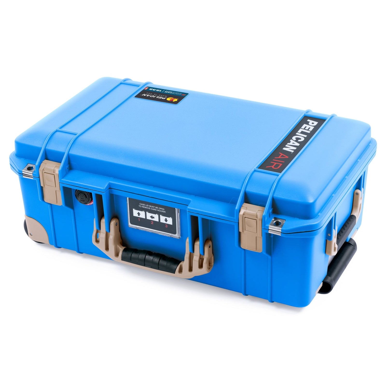 Pelican 1535 Air Carry - on Case - Electric Blue & Desert Tan Trolley - Empty