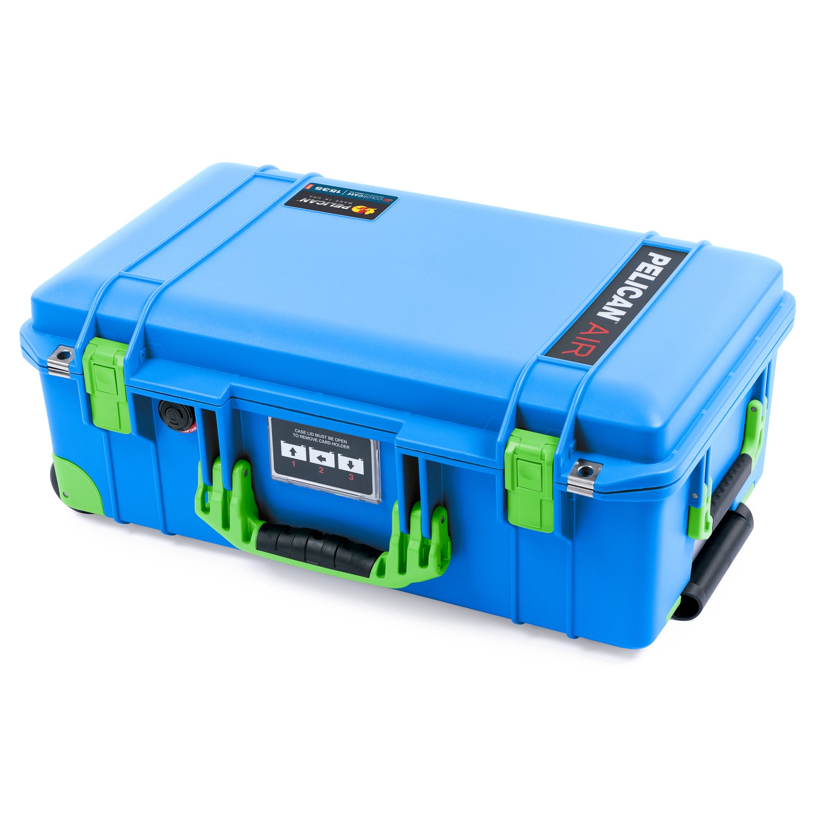 Pelican 1535 Air Carry-on Case - Electric Blue & Lime Green Trolley