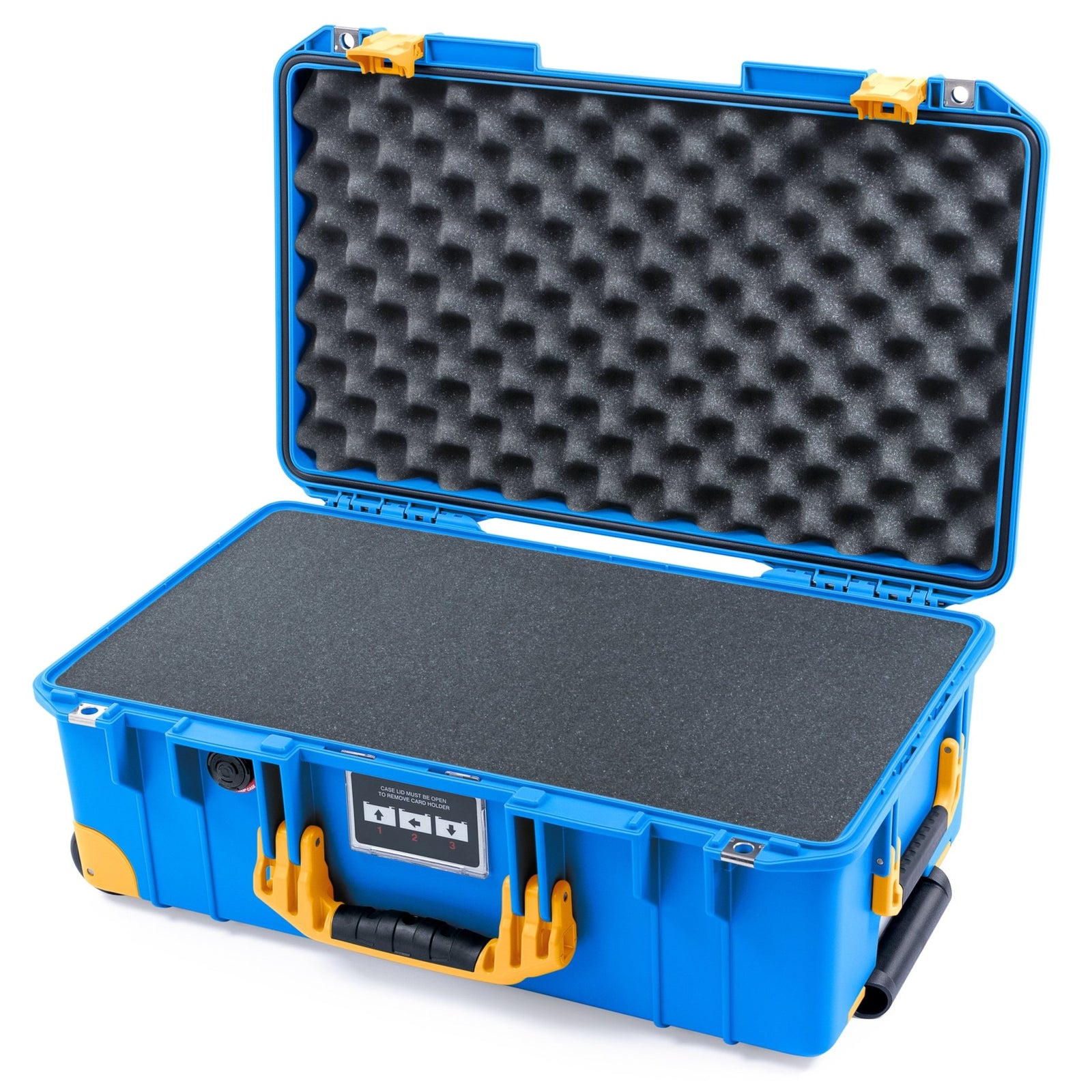 Pelican 1535 Air Carry - on Case - Electric Blue & Yellow Trolley - Pick & Pluck Foam / Convoluted Lid Foam