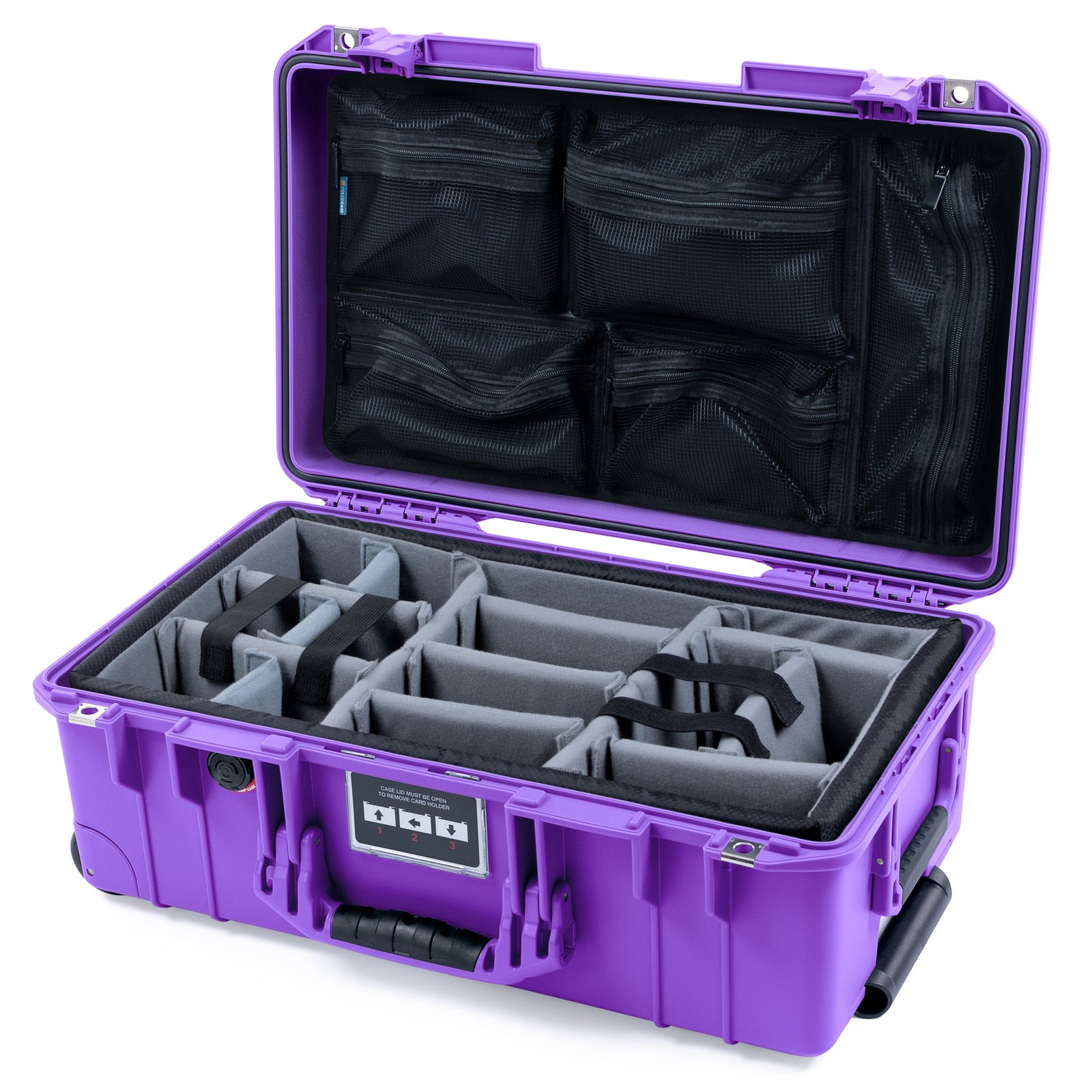 Purple Pelican 1535 Air Case with Purple Handles and Latches - Come with Padded Microfiber Dividers and Mesh Lid Organizer