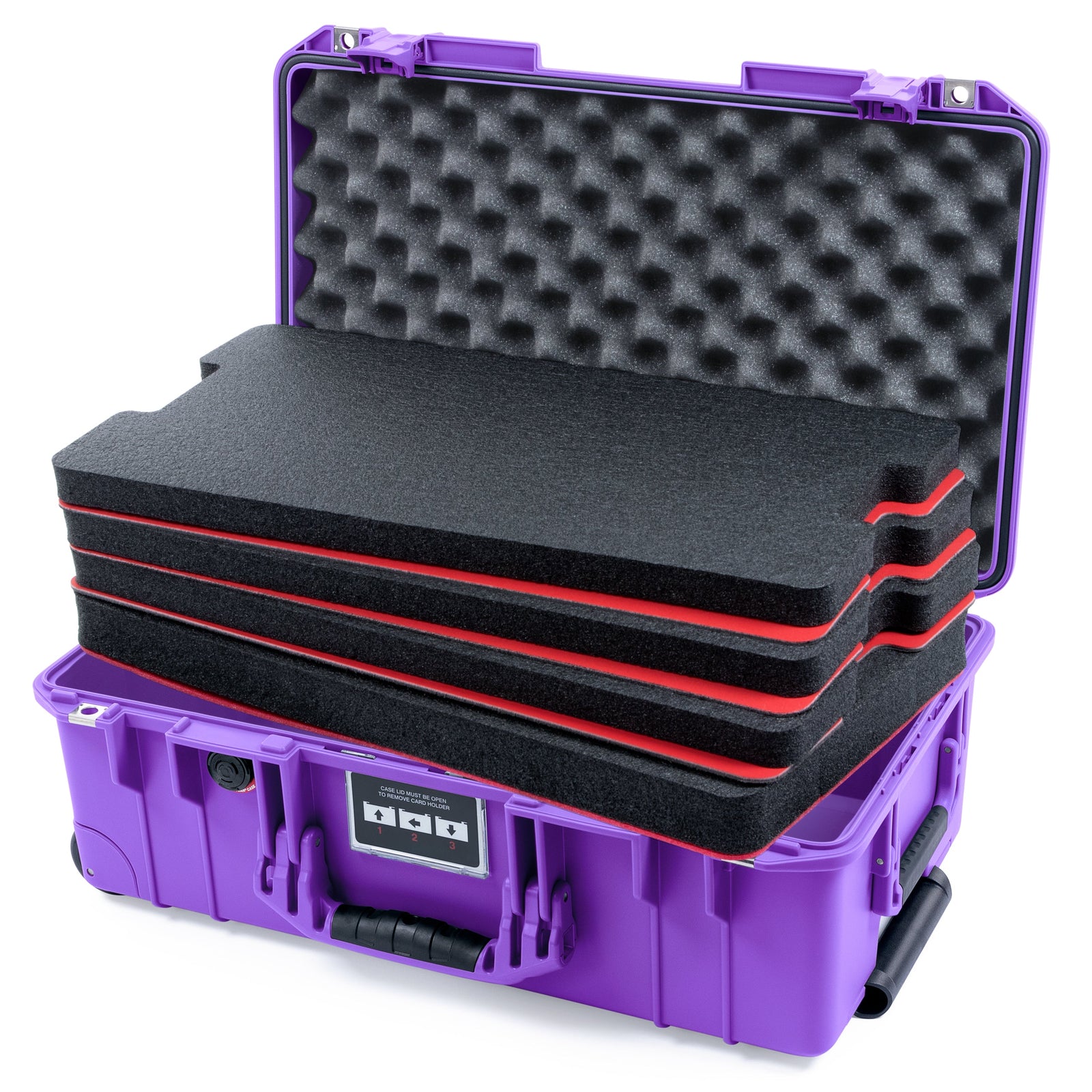 Purple Pelican 1535 Air Case with Purple Handles and Latches - Come with DIY Tool Foam Kit and Lid Foam