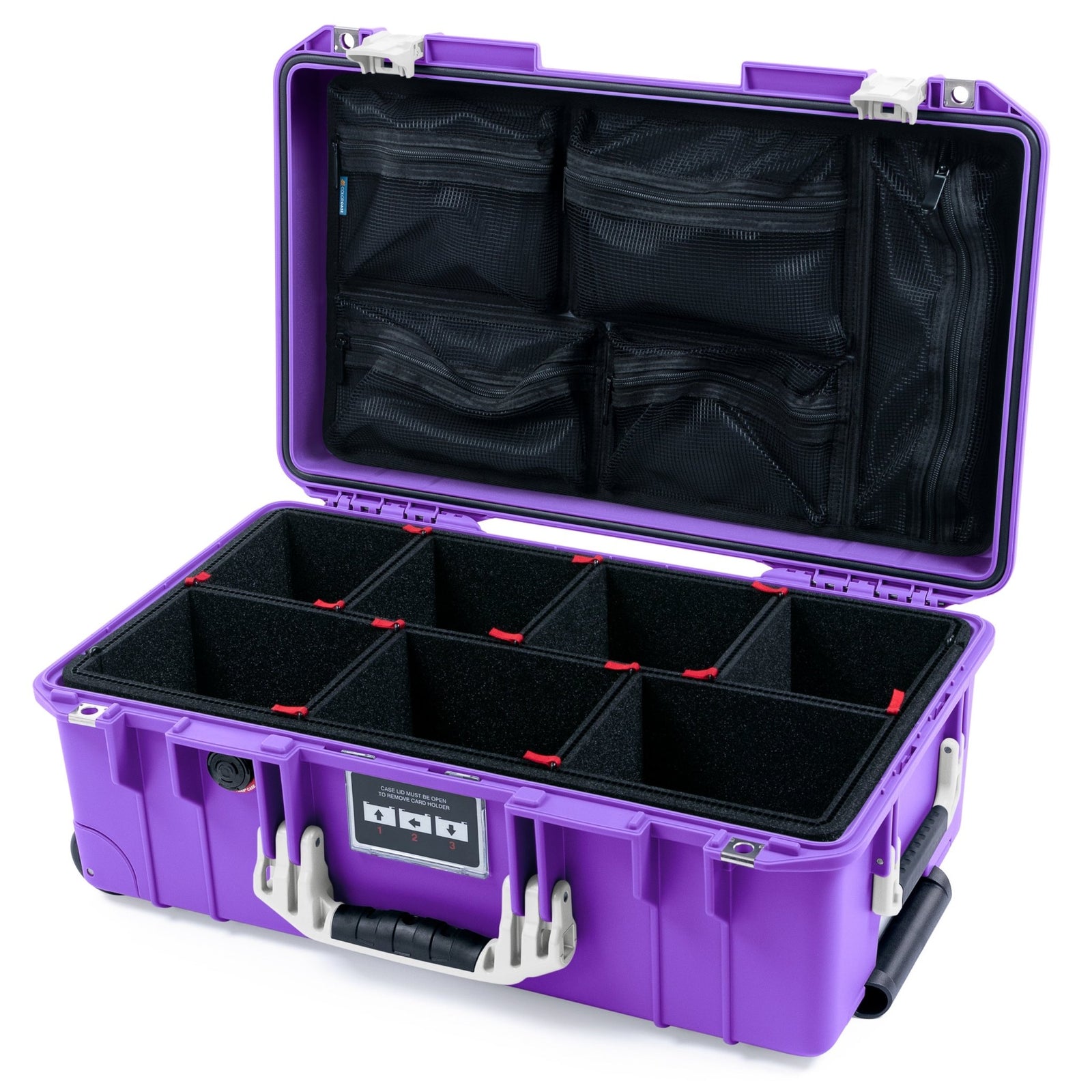 Pelican 1535 Air Carry - on Case - Purple & Whiteout - TrekPak Divider System / Mesh Lid Organizer