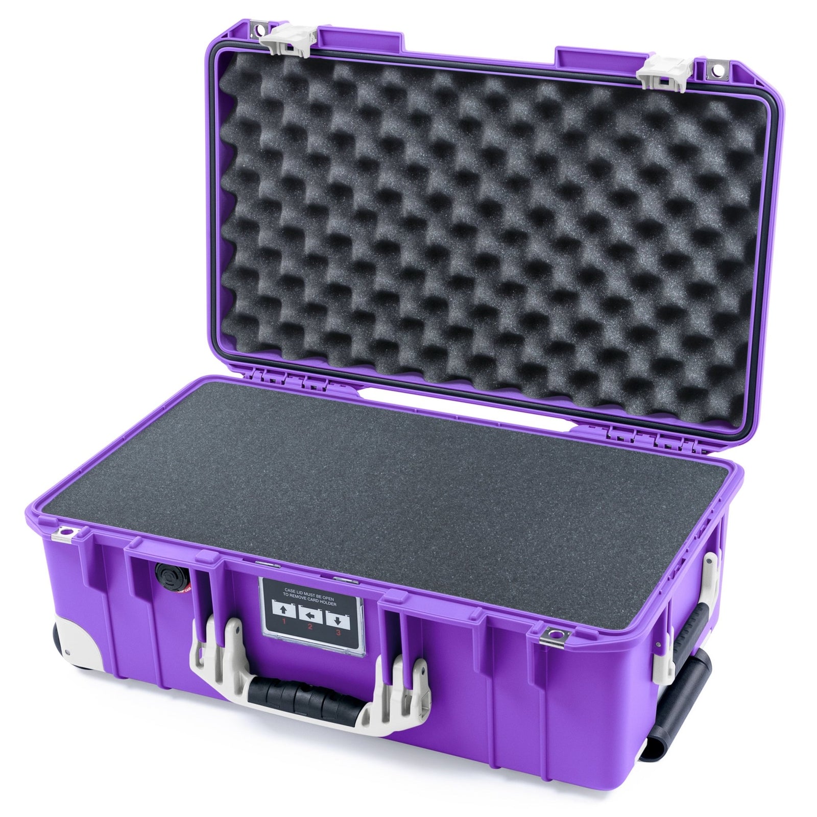 Pelican 1535 Air Carry - on Case - Purple & Whiteout Trolley - Pick & Pluck Foam / Convoluted Lid Foam