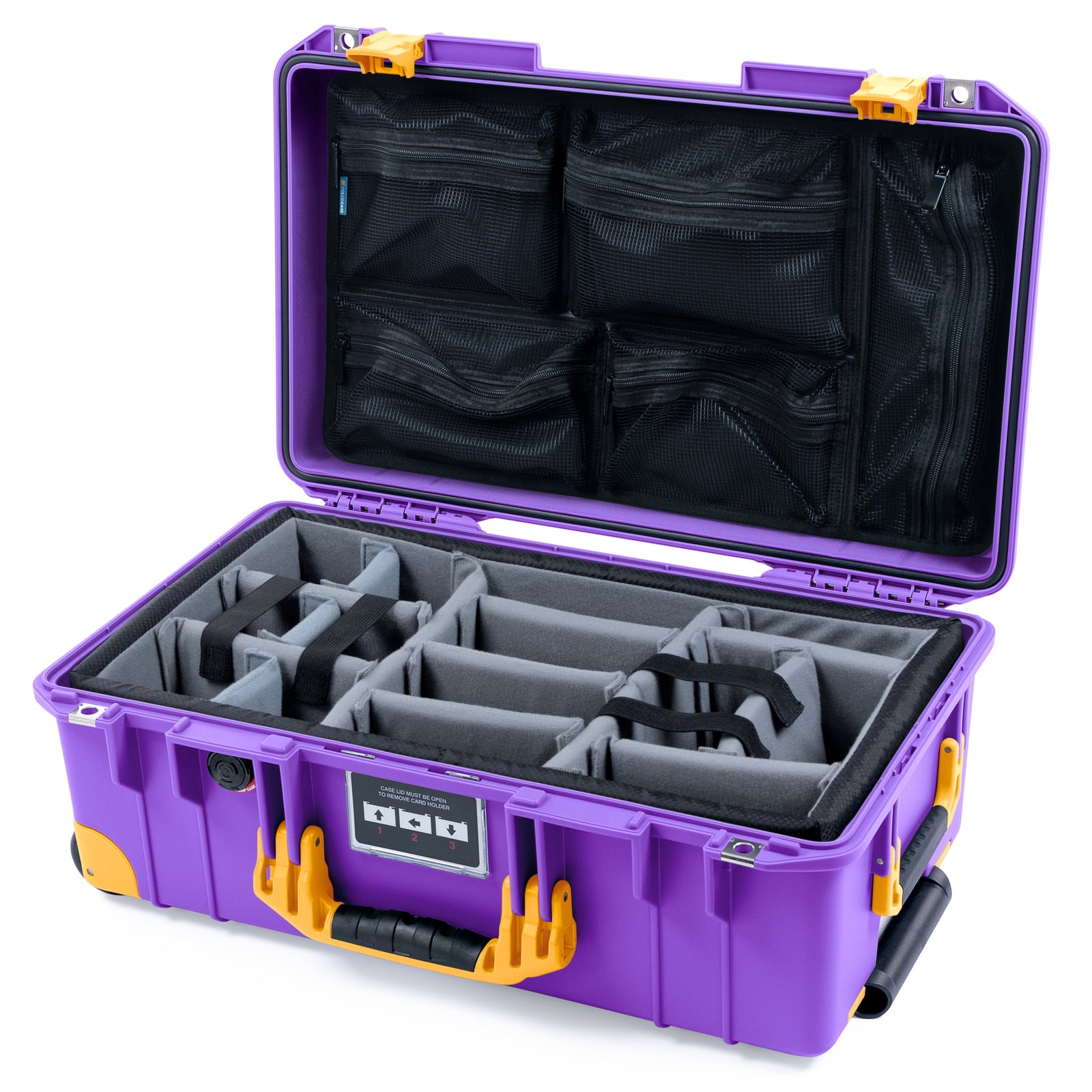 Pelican 1535 Air Carry-on Case - Galaxy Purple & Yellow Trolley