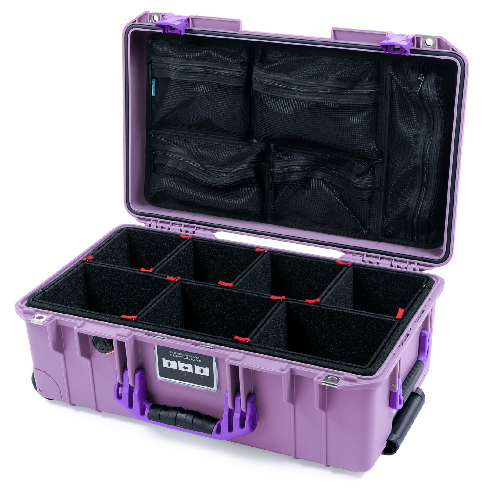Pelican 1535 Air Carry - on Case - Lilac & Purple - TrekPak Divider System / Mesh Lid Organizer