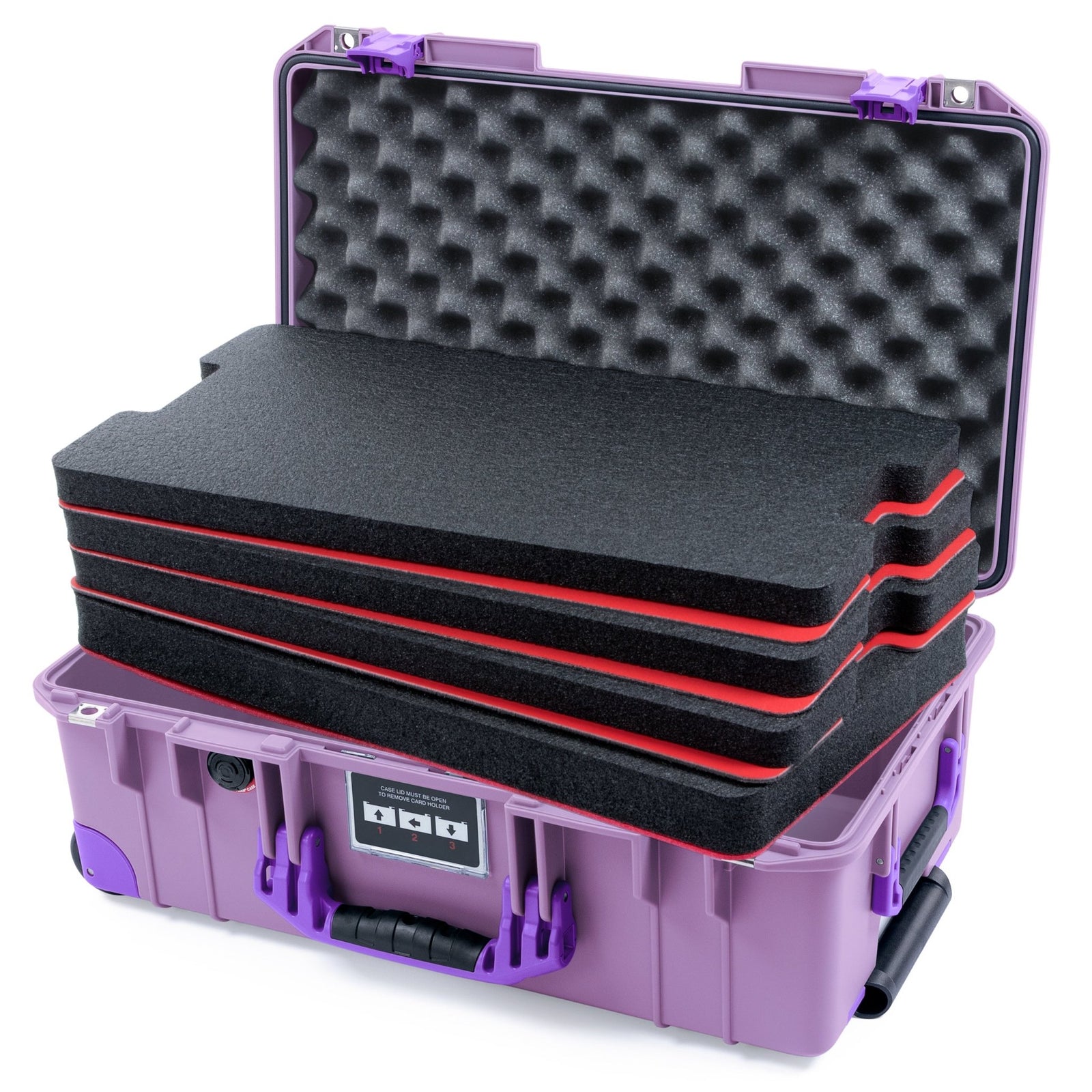 Pelican 1535 Air Carry - on Case - Lilac & Purple Trolley - DIY Tool Foam Kit / Convoluted Lid Foam