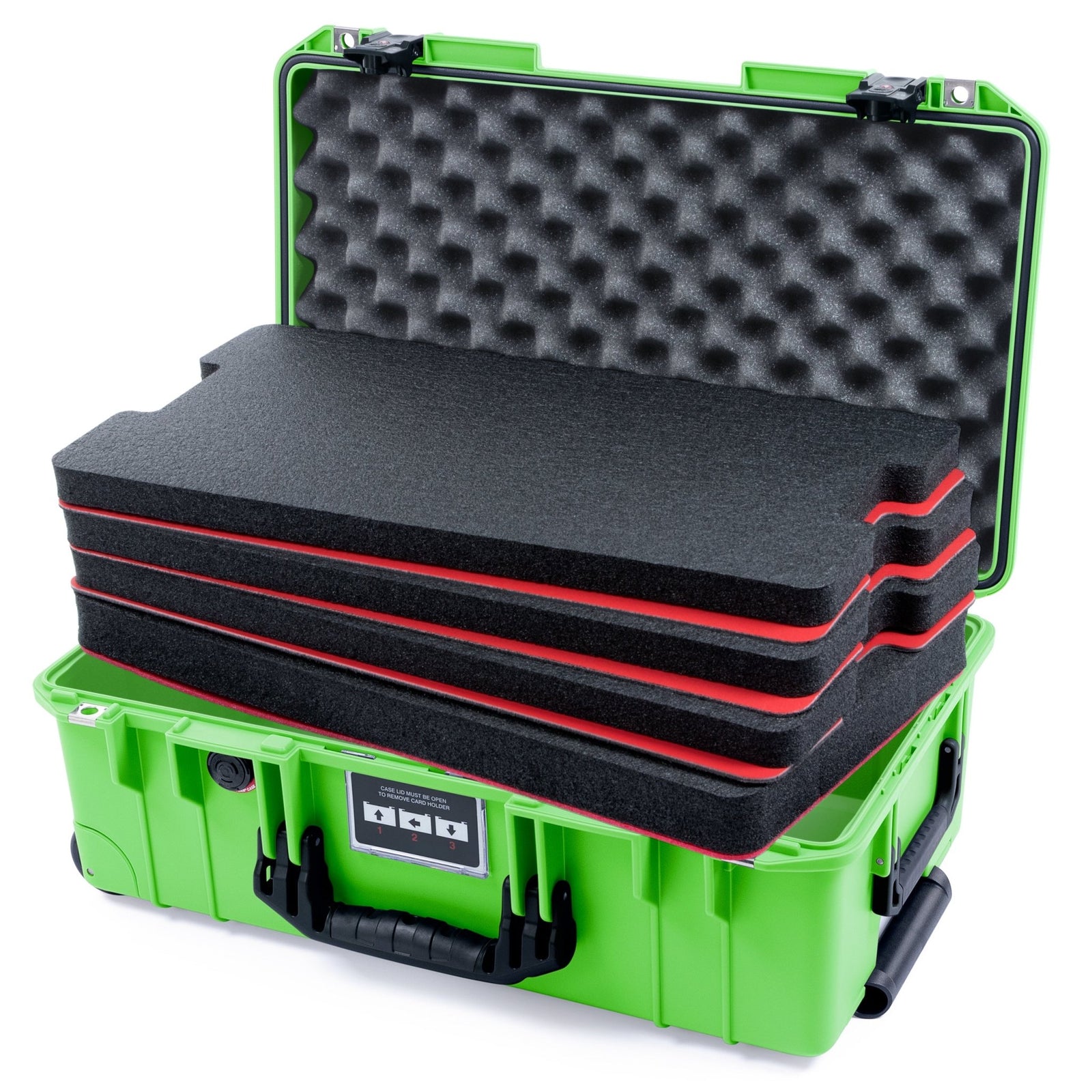 Pelican 1535 Air Carry - on Case - Lime Green & Black TSA Latches - DIY Tool Foam Kit / Convoluted Lid Foam