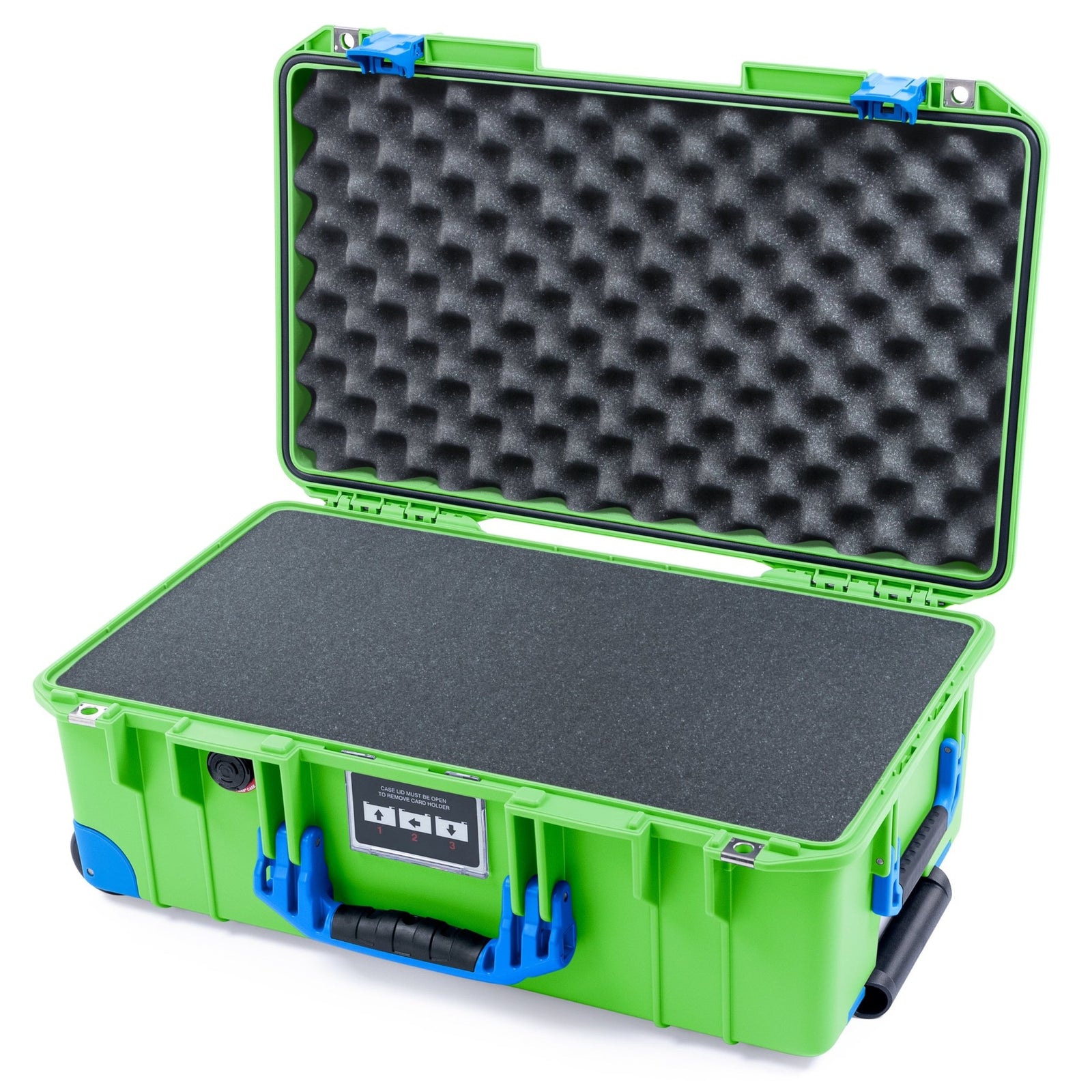 Pelican 1535 Air Carry - on Case - Lime Green & Blue Trolley - Pick & Pluck Foam / Convoluted Lid Foam