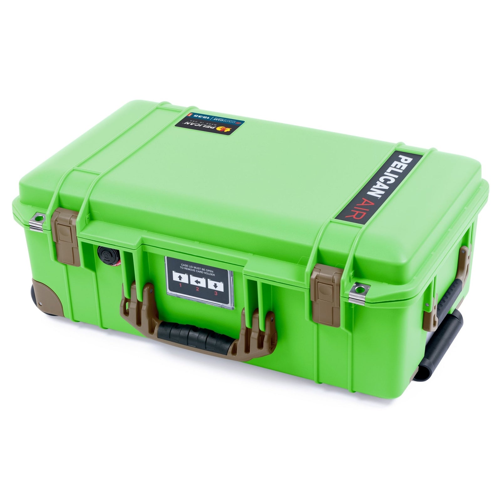 Pelican 1535 Air Carry - on Case - Lime Green & Dark Desert Dirt Trolley - Empty