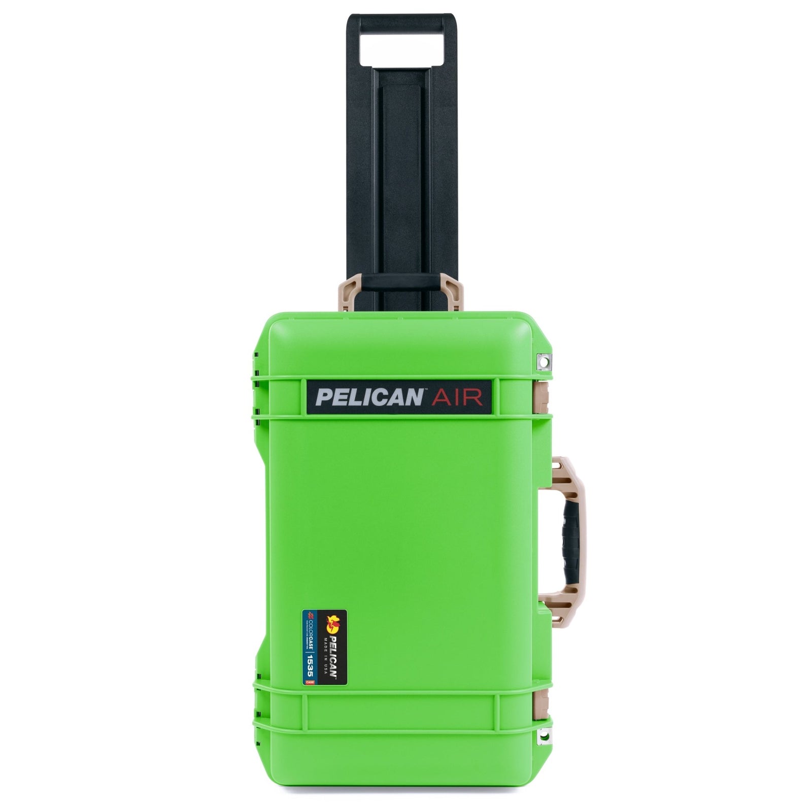 Pelican 1535 Air Carry - on Case - Lime Green & Desert Tan Trolley - Empty