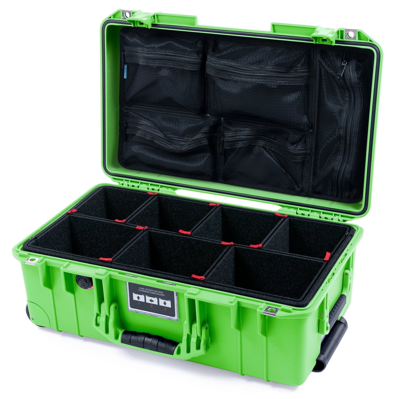Pelican 1535 Air Carry - on Case - Lime Green - TrekPak Divider System / Mesh Lid Organizer