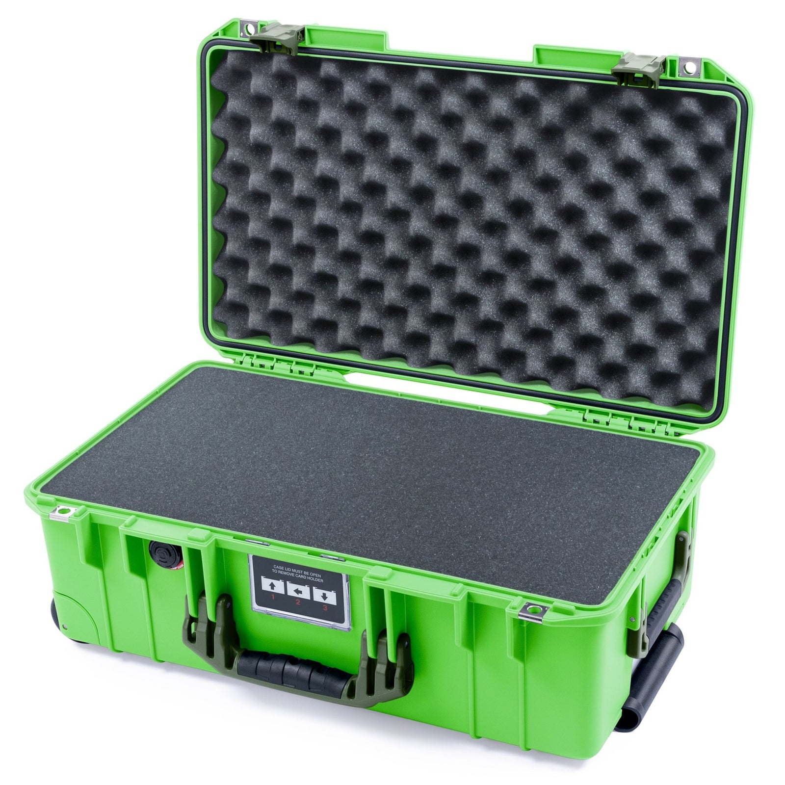 Pelican 1535 Air Carry - on Case - Lime Green & OD Green - Pick & Pluck Foam / Convoluted Lid Foam