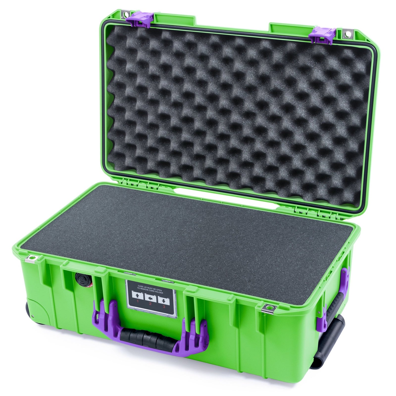 Pelican 1535 Air Carry - on Case - Lime Green & Purple - Pick & Pluck Foam / Convoluted Lid Foam