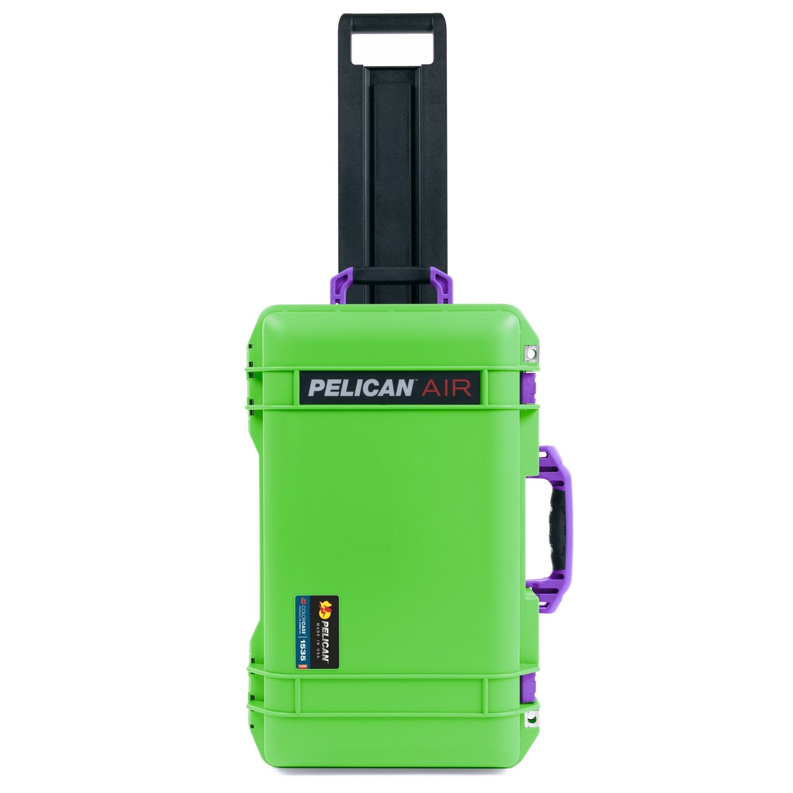 Pelican 1535 Air Carry-on Case - Lime Green & Purple Trolley - Front Facing View