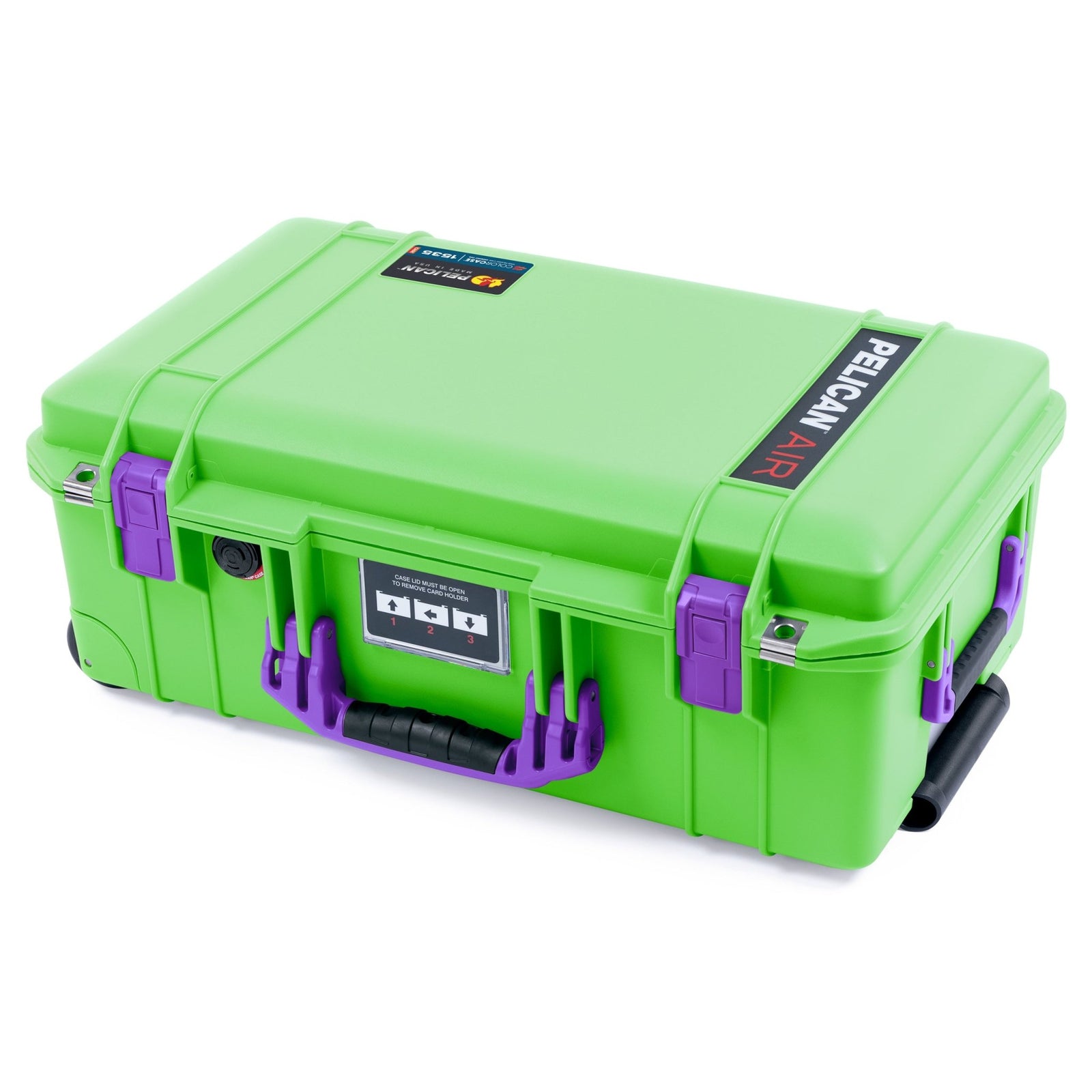 Pelican 1535 Air Carry - on Case - Lime Green & Purple - Empty