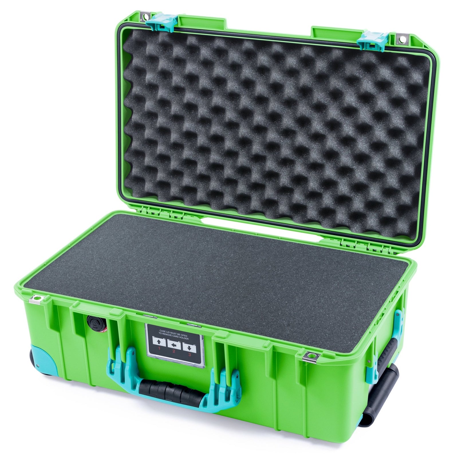 Pelican 1535 Air Carry - on Case - Lime Green & Teal Trolley - Pick & Pluck Foam / Convoluted Lid Foam