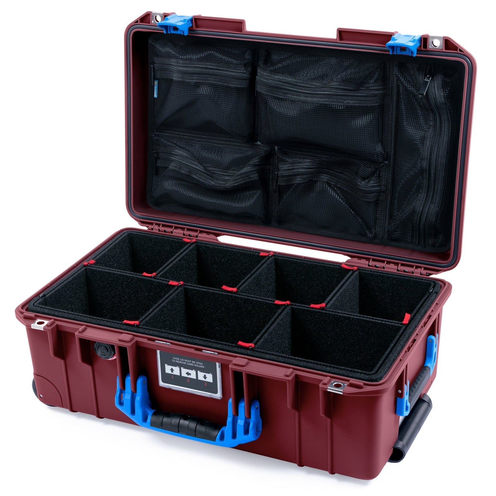 Pelican 1535 Air Carry-on Case - Oxblood & Blue - TrekPak Divider System / Mesh Lid Organizer