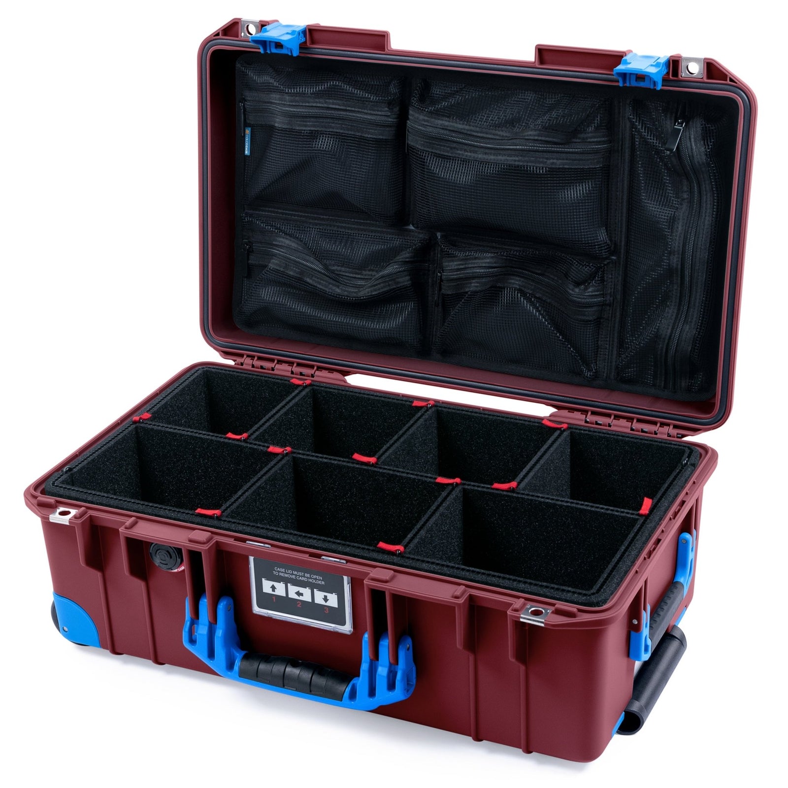 Pelican 1535 Air Carry-on Case - Oxblood & Blue Trolley - TrekPak Divider System / Mesh Lid Organizer