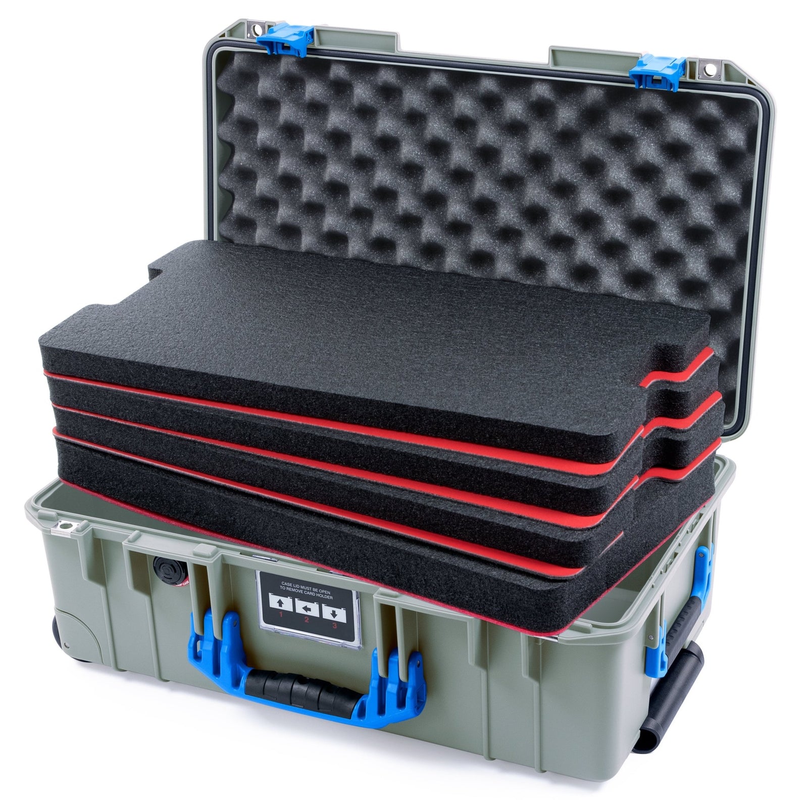 Pelican 1535 Air Carry - on Case - Sage & Blue - DIY Tool Foam Kit / Convoluted Lid Foam