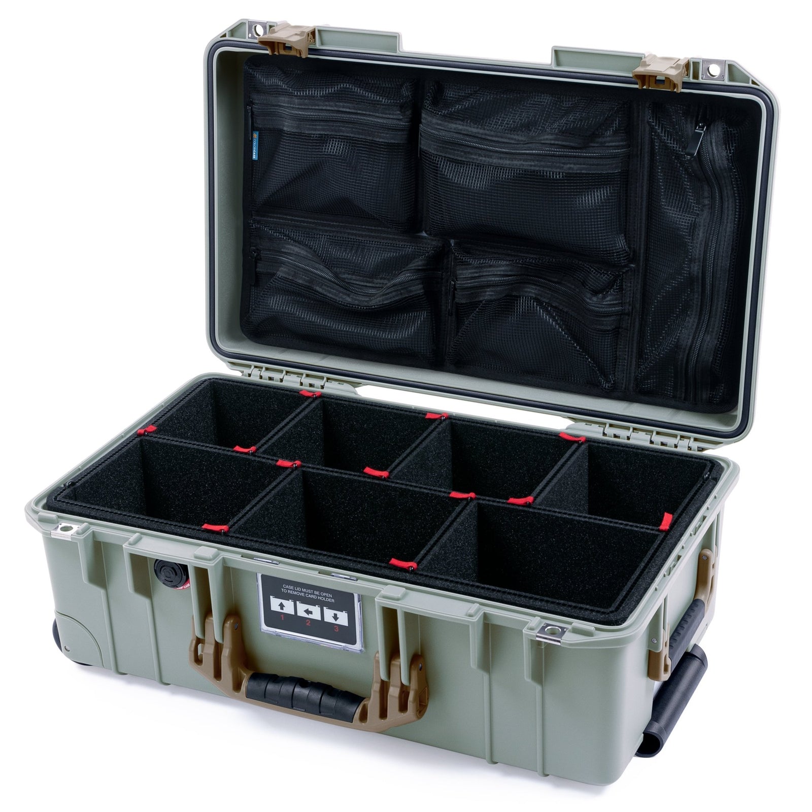 Pelican 1535 Air Carry - on Case - Sage & Dark Desert Dirt - TrekPak Divider System / Mesh Lid Organizer