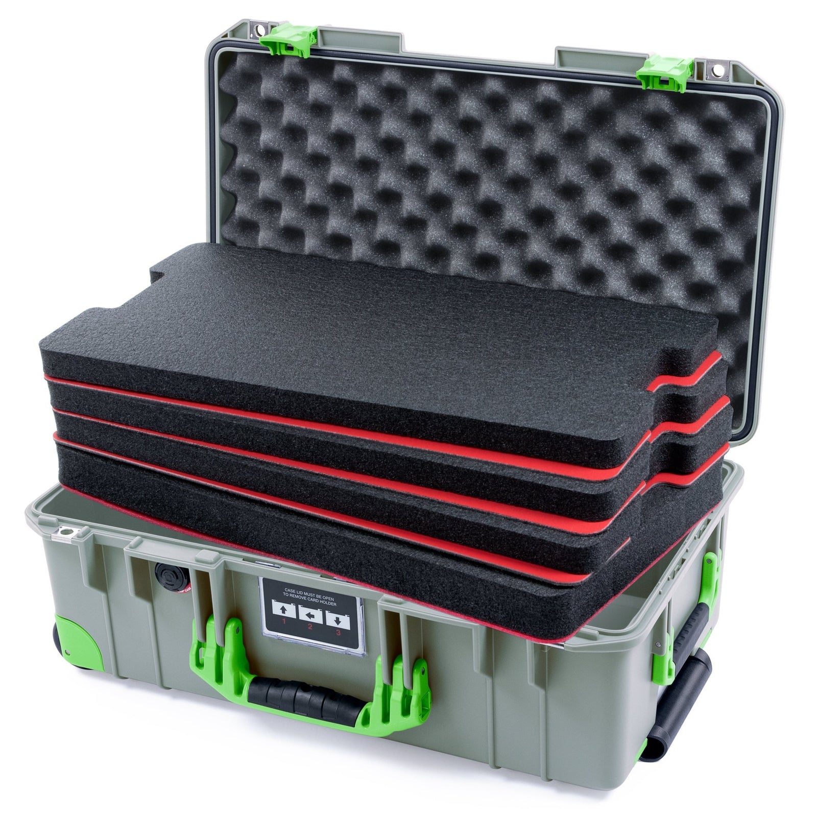 Pelican 1535 Air Carry - on Case - Sage & Lime Green Trolley - DIY Tool Foam Kit / Convoluted Lid Foam