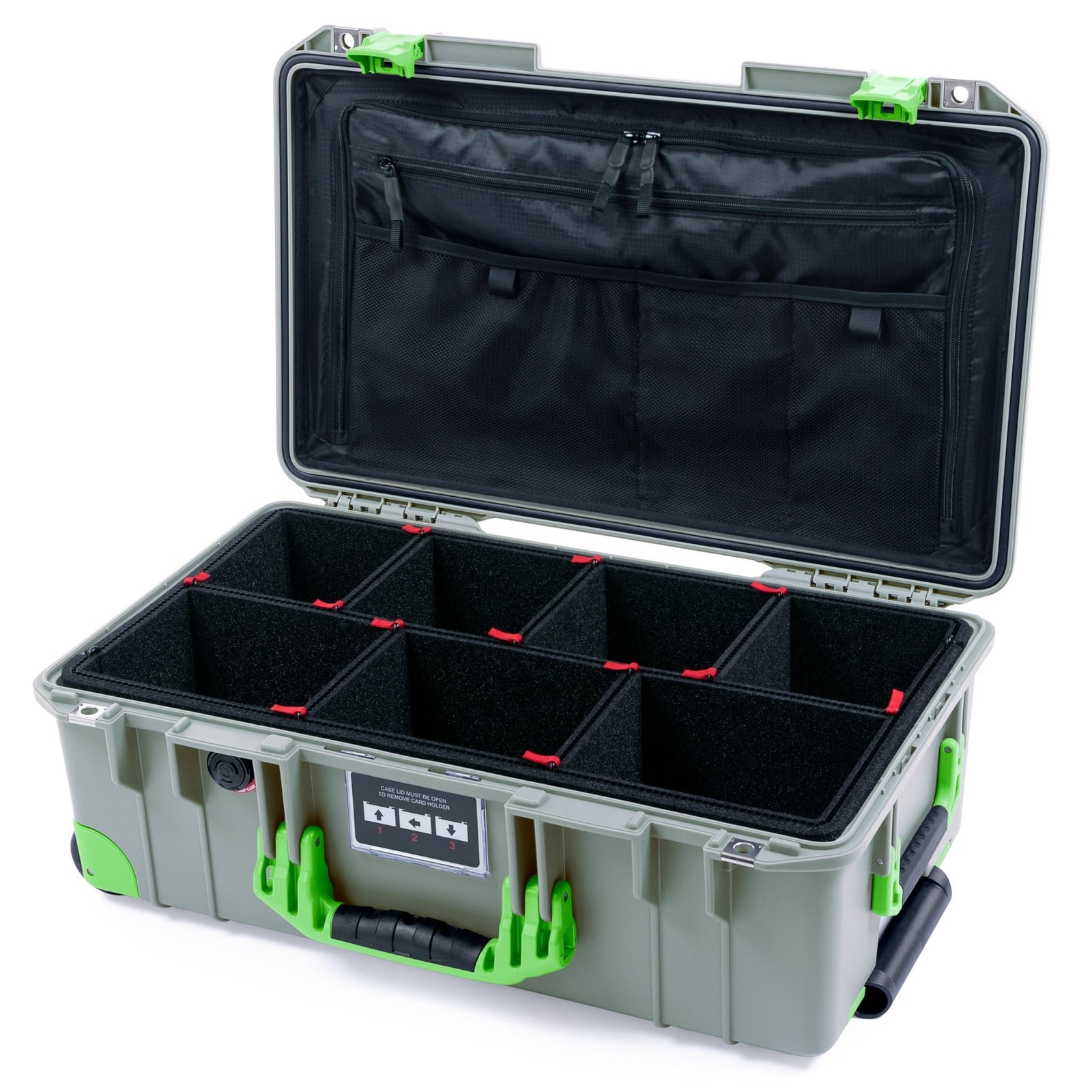 Pelican 1535 Air Carry - on Case - Sage & Lime Green Trolley - TrekPak Divider System / TRVL Lid Organizer