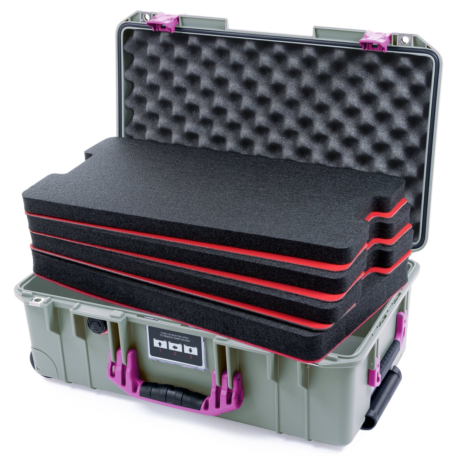 Pelican 1535 Air Carry - on Case - Sage & Magenta - DIY Tool Foam Kit / Convoluted Lid Foam