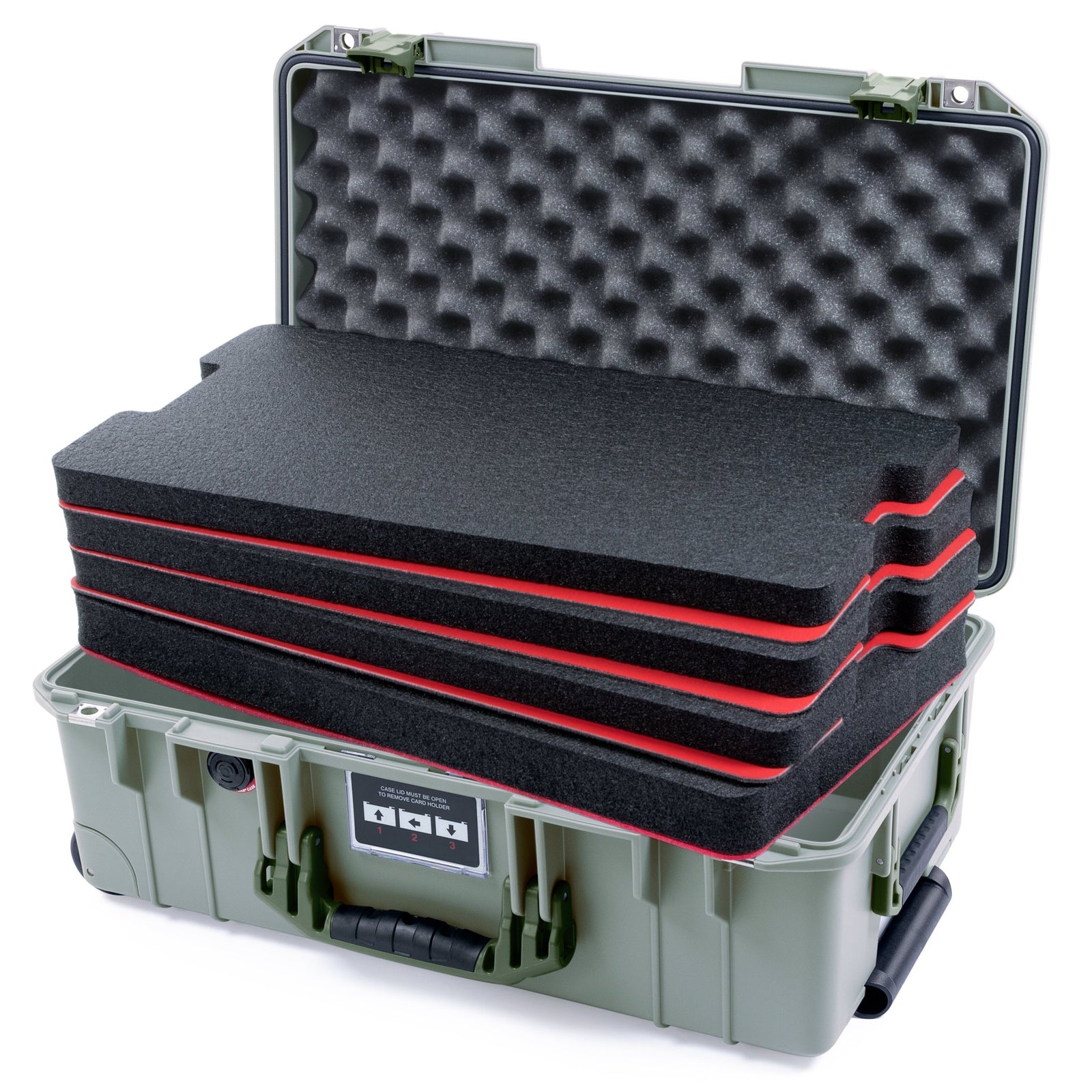 Pelican 1535 Air Carry - on Case - Sage & OD Green - DIY Tool Foam Kit / Convoluted Lid Foam