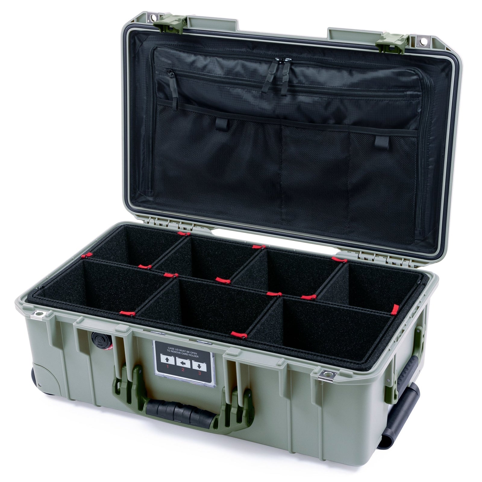 Pelican 1535 Air Carry - on Case - Sage & OD Green - TrekPak Divider System / TRVL Lid Organizer
