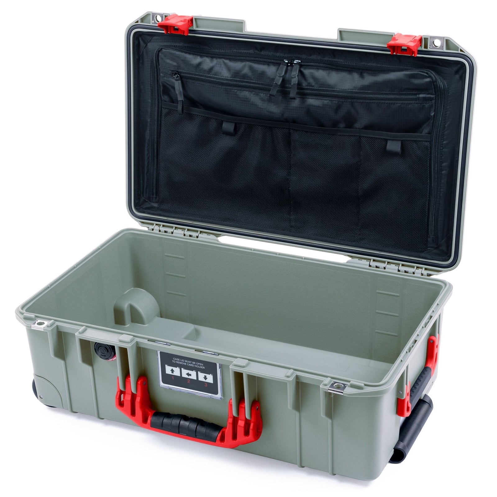 Pelican 1535 Air Carry - on Case - Sage & Red - TRVL Lid Organizer Only