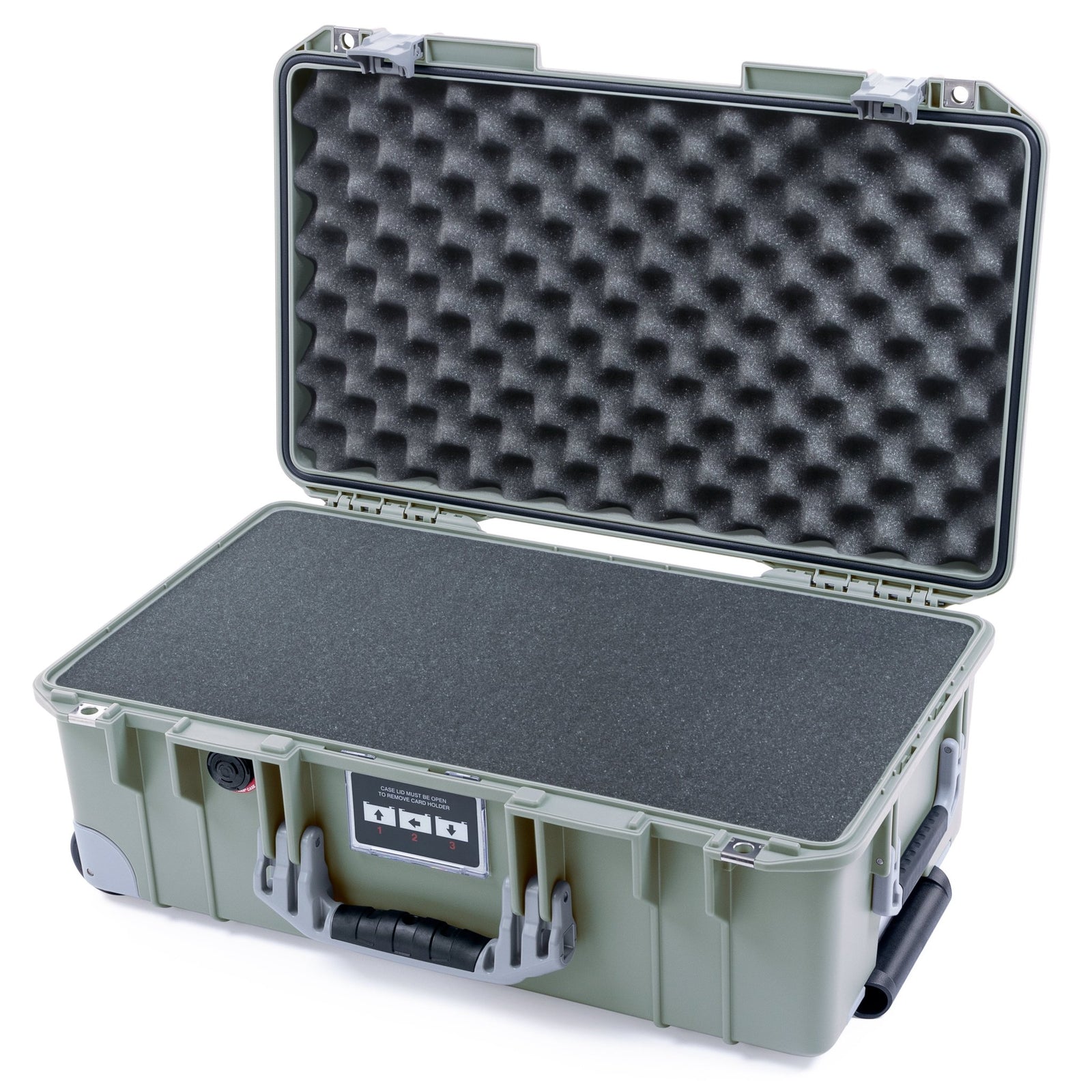 Pelican 1535 Air Carry - on Case - Sage & Silver Trolley - Pick & Pluck Foam / Convoluted Lid Foam
