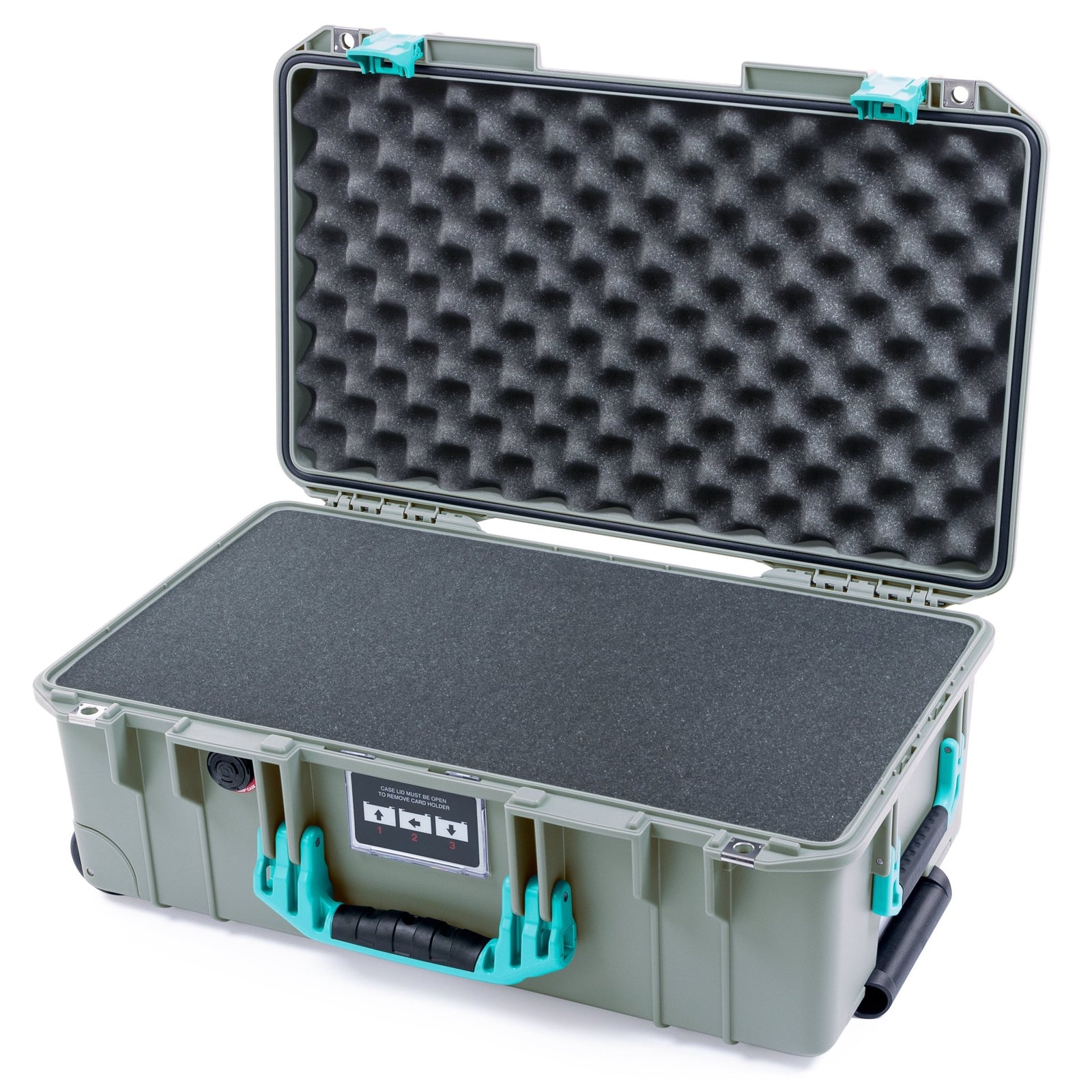 Pelican 1535 Air Carry - on Case - Sage & Teal Trolley - Pick & Pluck Foam / Convoluted Lid Foam