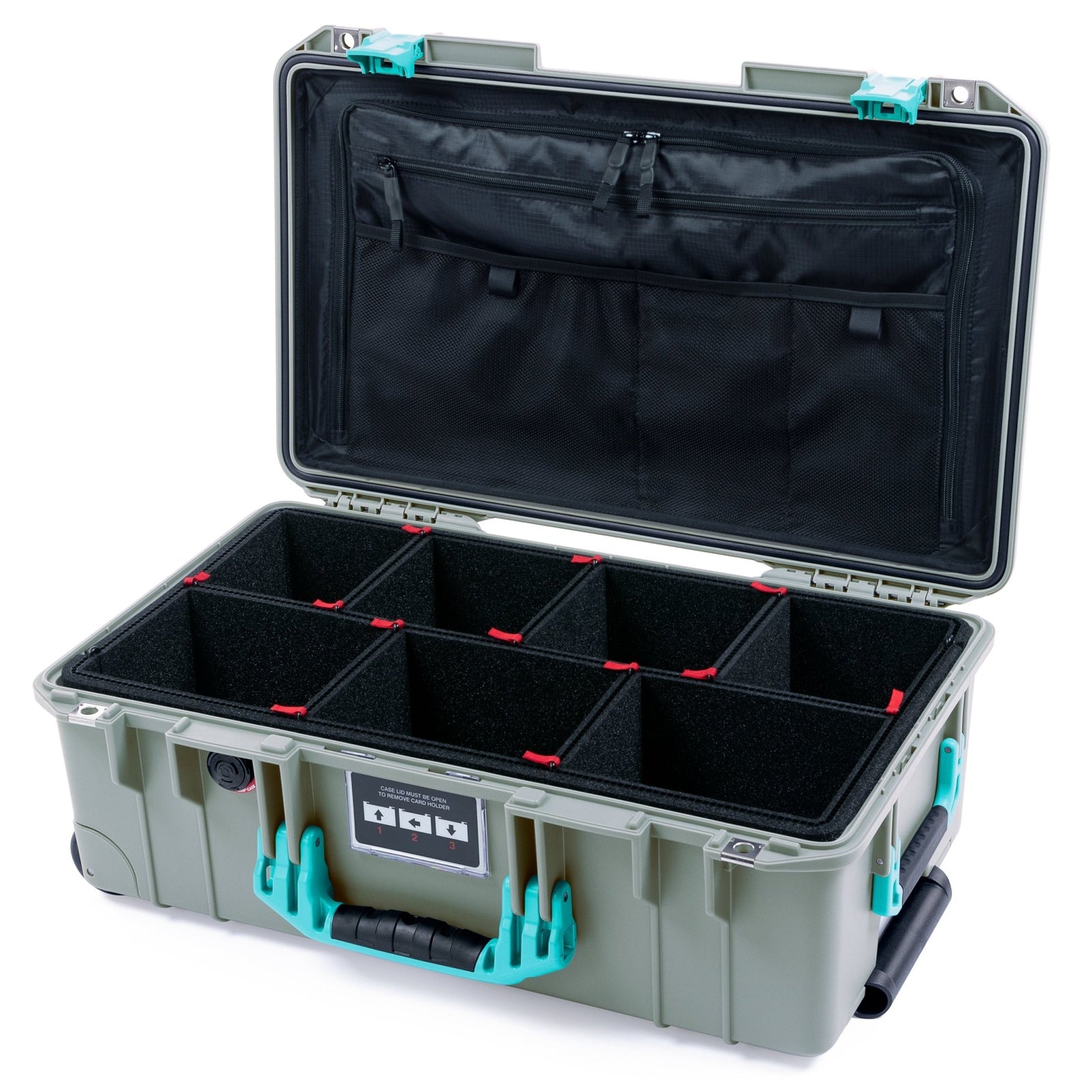 Pelican 1535 Air Carry - on Case - Sage & Teal - TrekPak Divider System / TRVL Lid Organizer