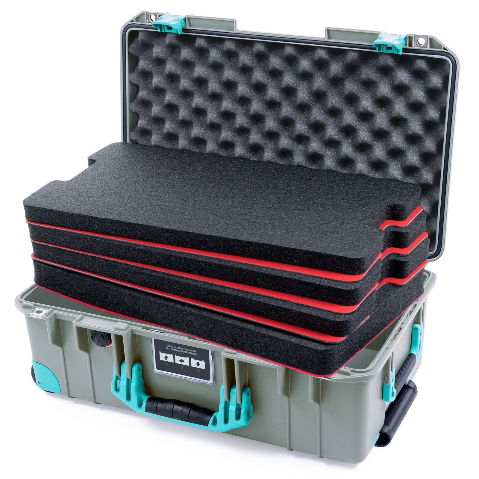Pelican 1535 Air Carry - on Case - Sage & Teal - DIY Tool Foam Kit / Convoluted Lid Foam
