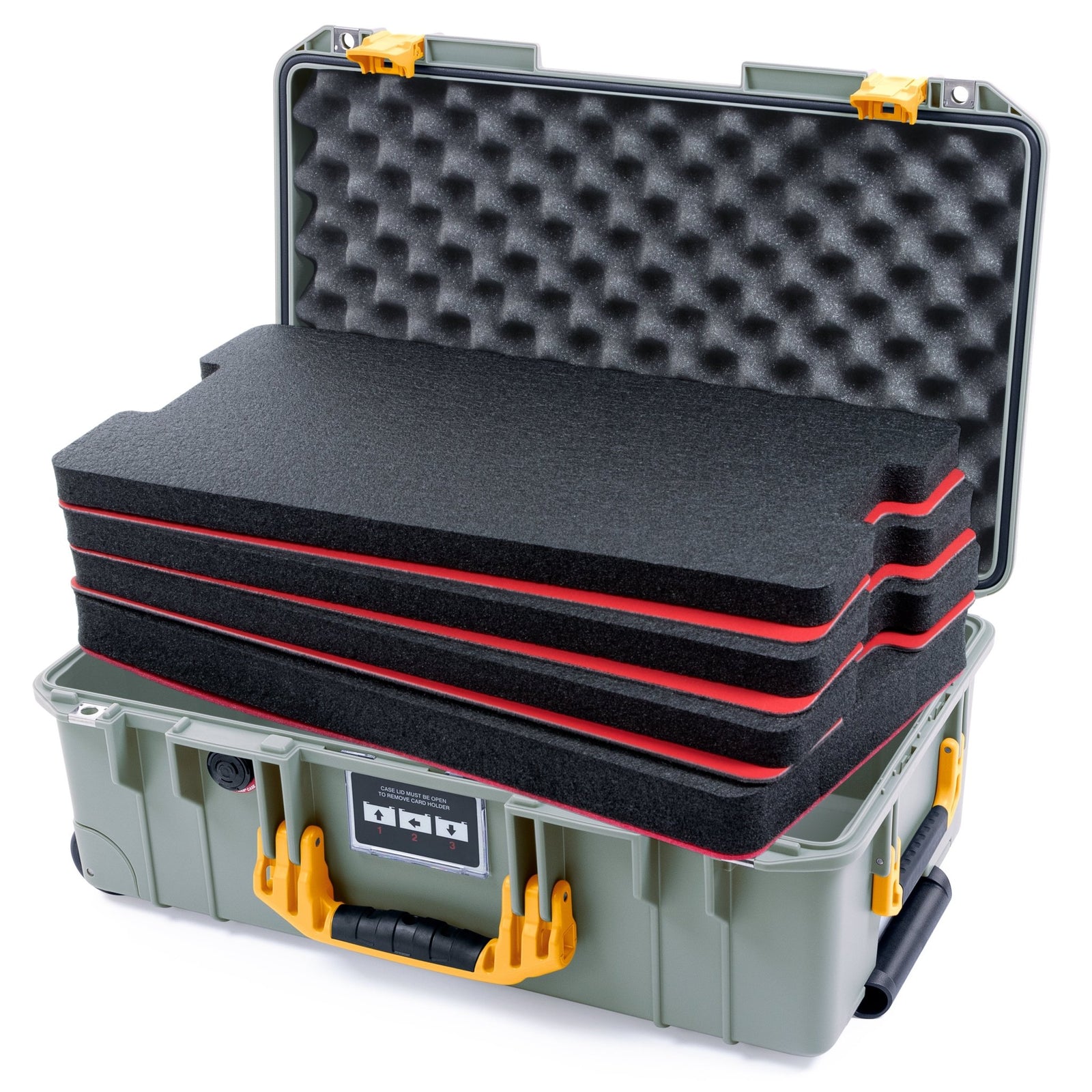Pelican 1535 Air Carry - on Case - Sage & Yellow - DIY Tool Foam Kit / Convoluted Lid Foam