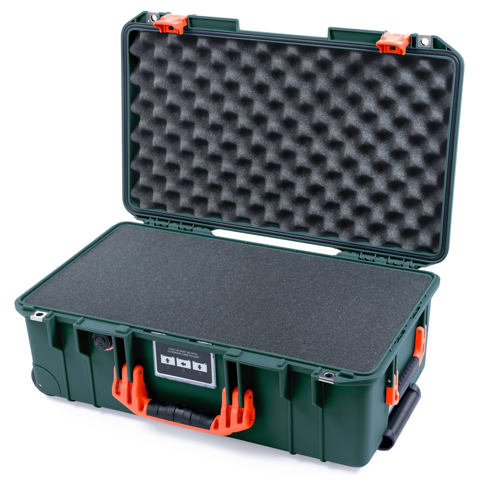 Pelican 1535 Air Carry-on Case - Trekking Green & Orange - Pick & Pluck Foam / Convoluted Lid Foam