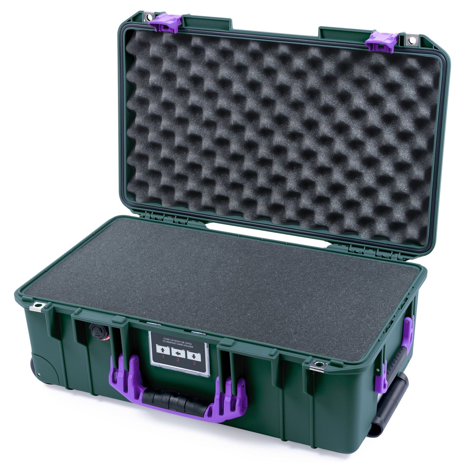 Pelican 1535 Air Carry - on Case - Trekking Green & Purple - Pick & Pluck Foam / Convoluted Lid Foam