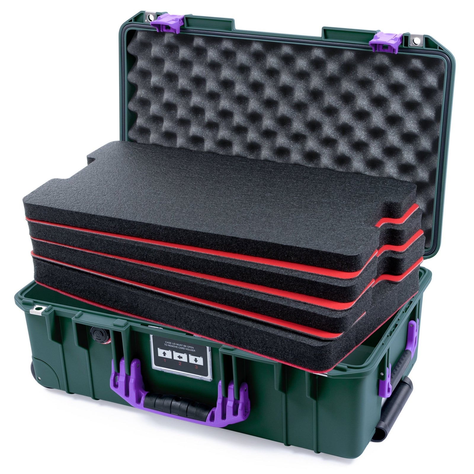 Pelican 1535 Air Carry - on Case - Trekking Green & Purple - DIY Tool Foam Kit / Convoluted Lid Foam