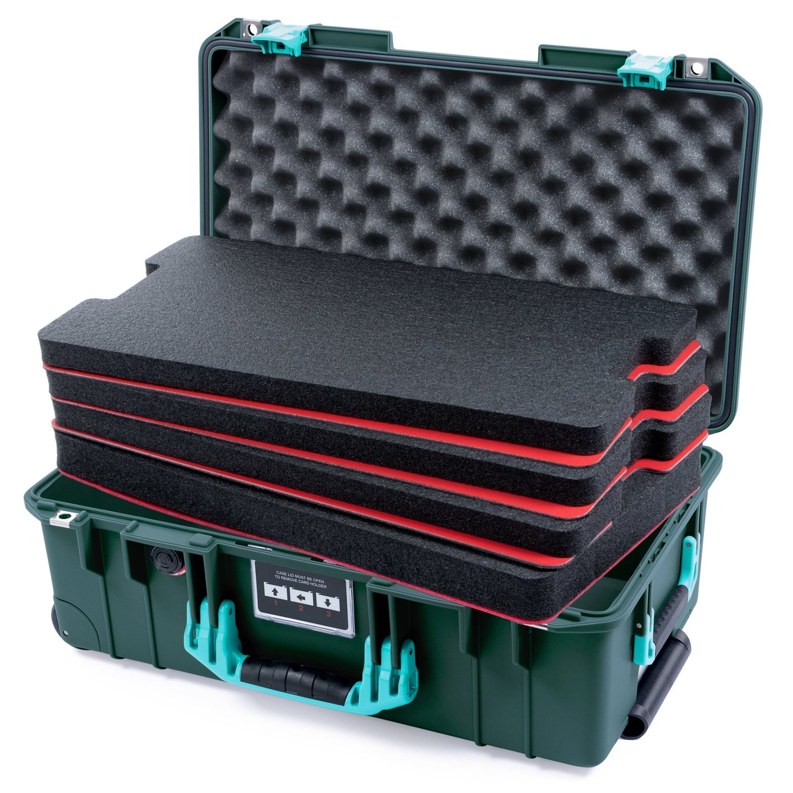 Pelican 1535 Air Carry-on Case - Trekking Green & Teal - DIY Tool Foam Kit / Convoluted Lid Foam