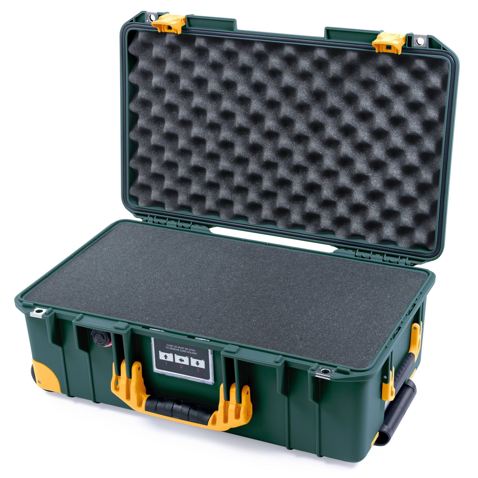 Pelican 1535 Air Carry-on Case - Trekking Green & Yellow Trolley - Pick & Pluck Foam / Convoluted Lid Foam