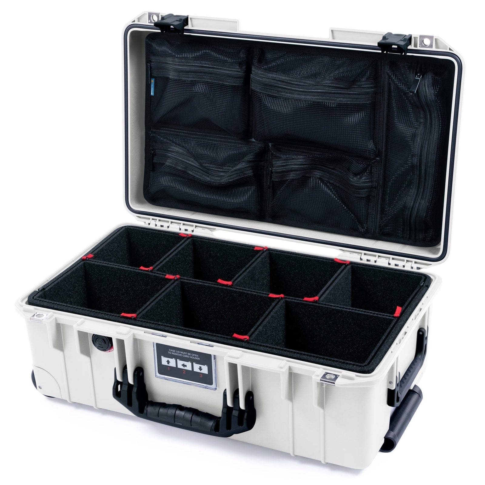 Pelican 1535 Air Carry - on Case - Whiteout & Black - TrekPak Divider System / Mesh Lid Organizer
