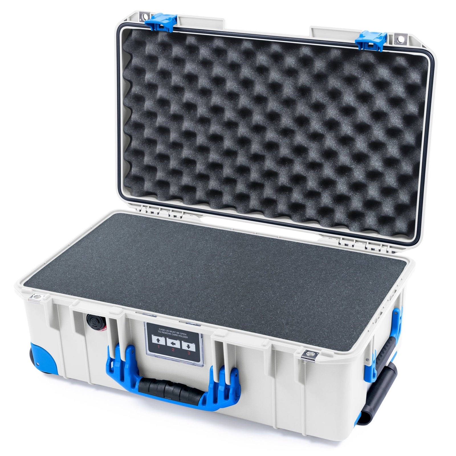 Pelican 1535 Air Carry - on Case - Whiteout & Blue Trolley - Pick & Pluck Foam / Convoluted Lid Foam