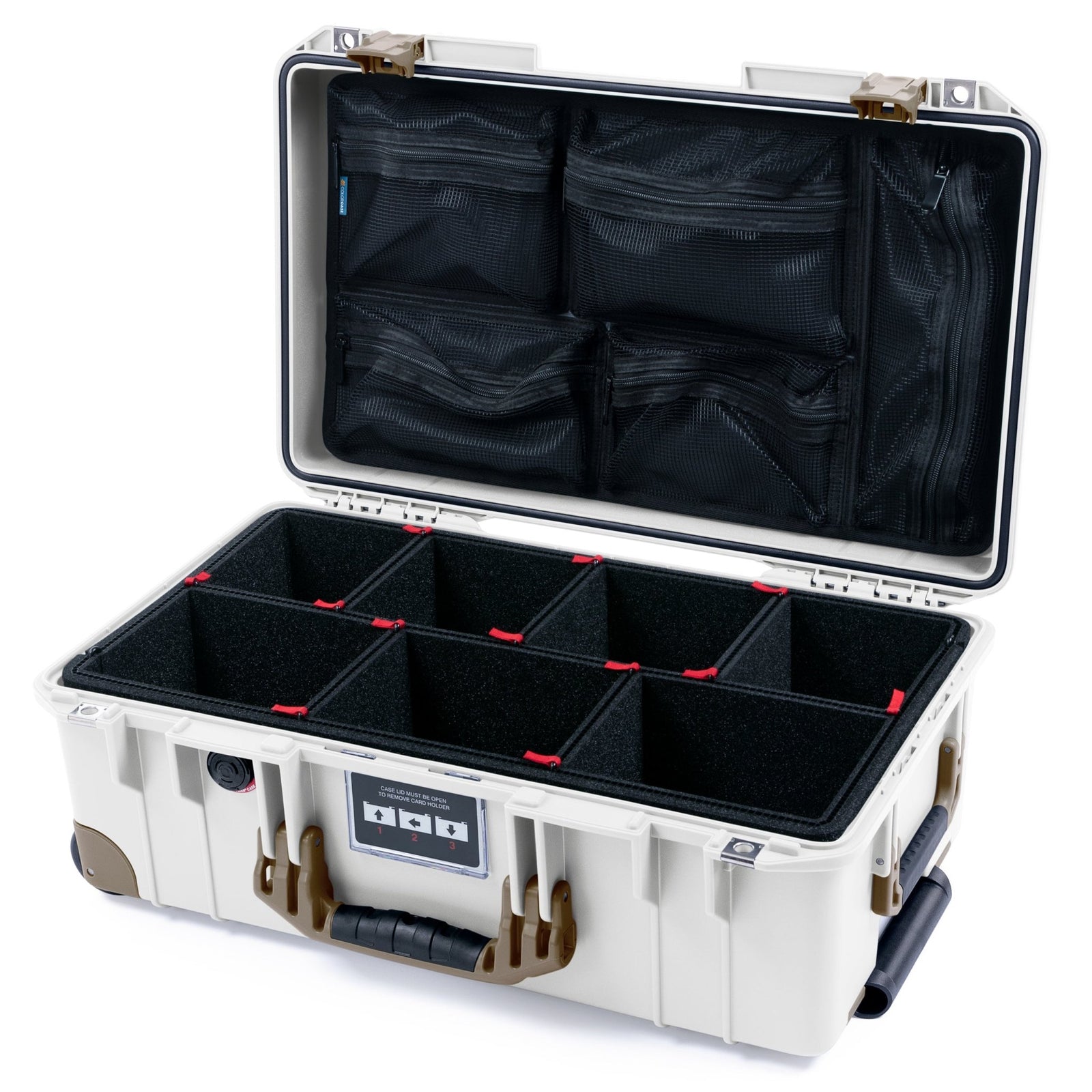 Pelican 1535 Air Carry - on Case - Whiteout & Dark Desert Dirt Trolley - TrekPak Divider System / Mesh Lid Organizer